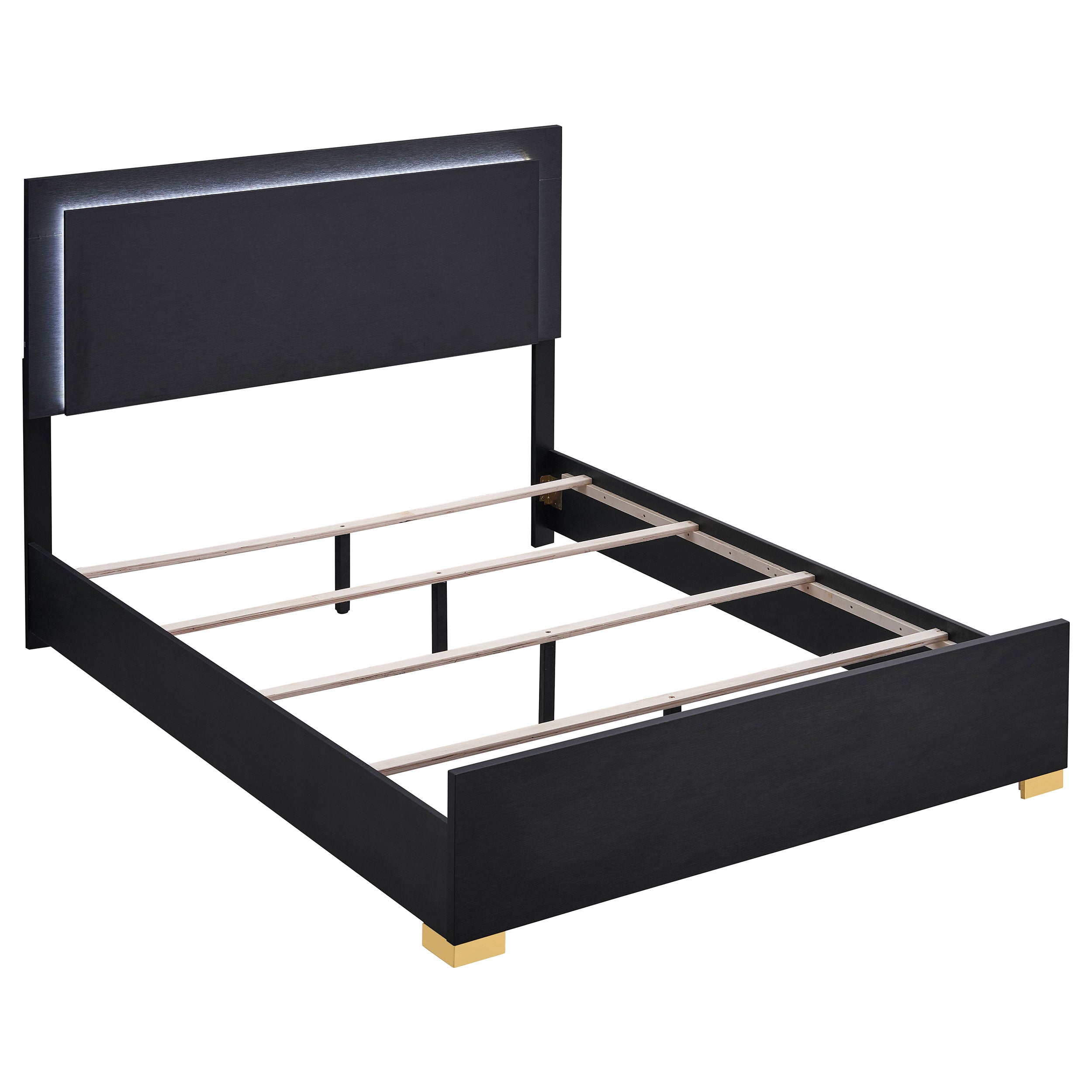 Dar Furniture - Coaster - Marceline Wood Queen LED Panel Bed Black - 222831Q