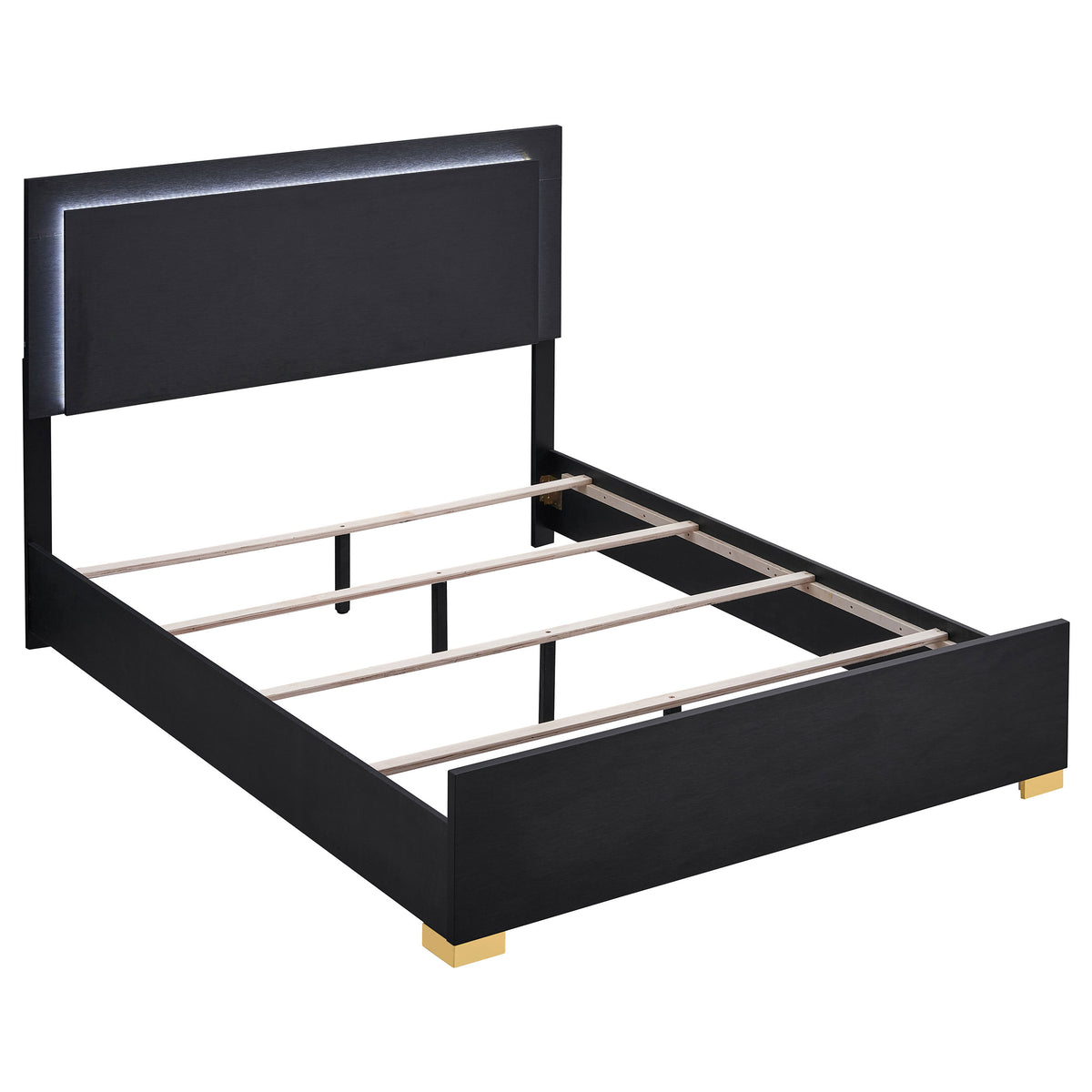 Dar Furniture - Coaster - Marceline Wood Queen LED Panel Bed Black - 222831Q
