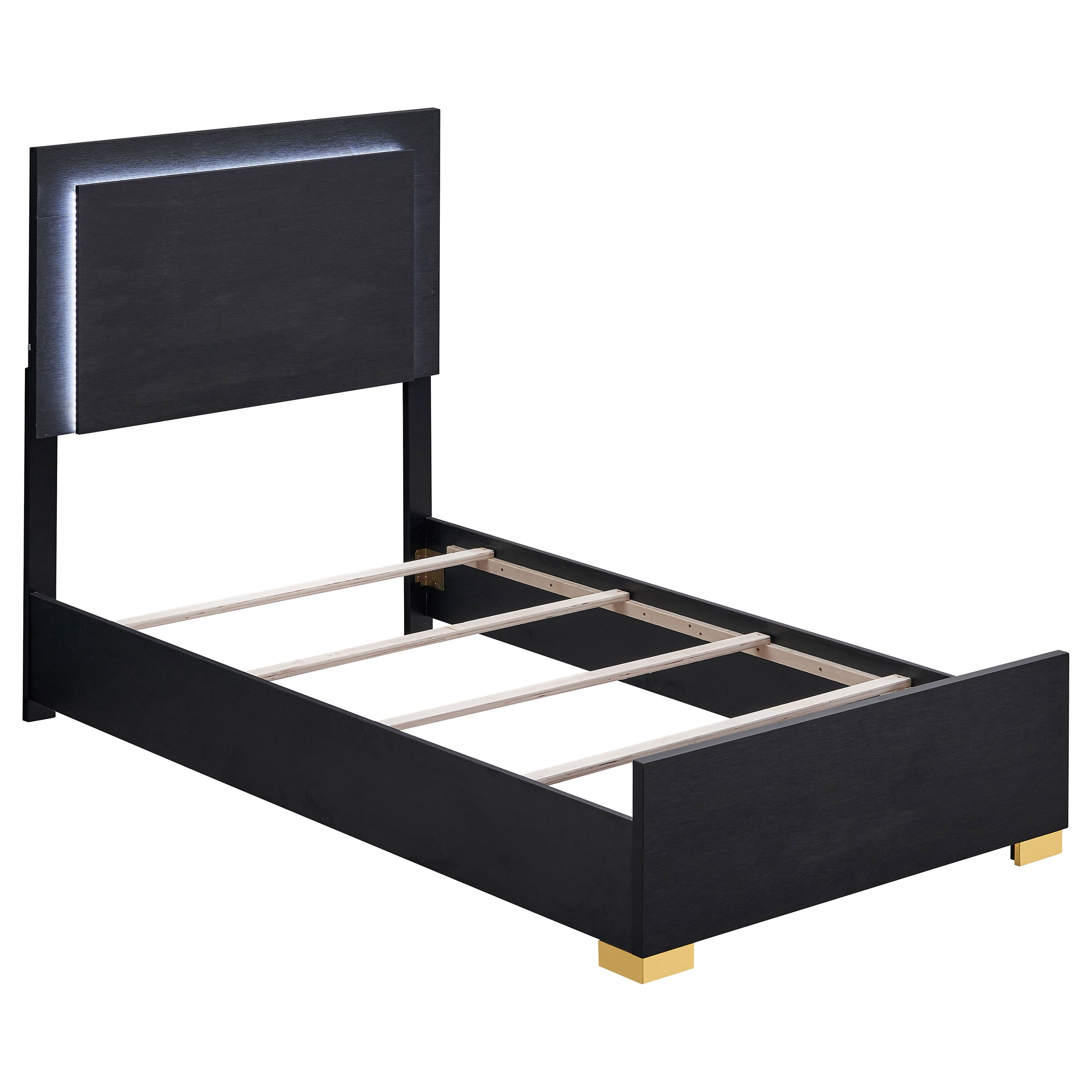 Dar Furniture - Coaster - Marceline Wood Twin LED Panel Bed Black - 222831T