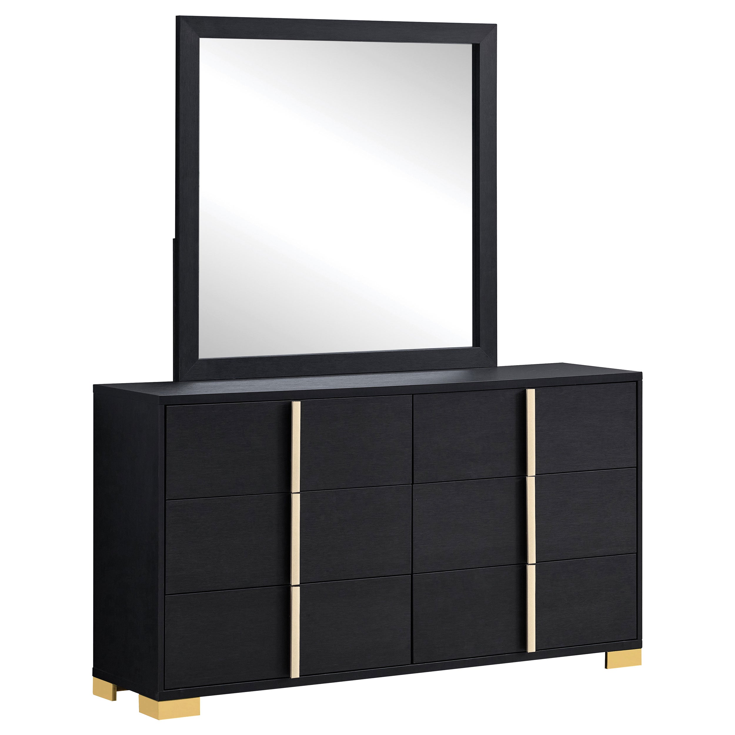 Dar Furniture - Coaster - Marceline 6-drawer Dresser with Mirror Black - 222833M