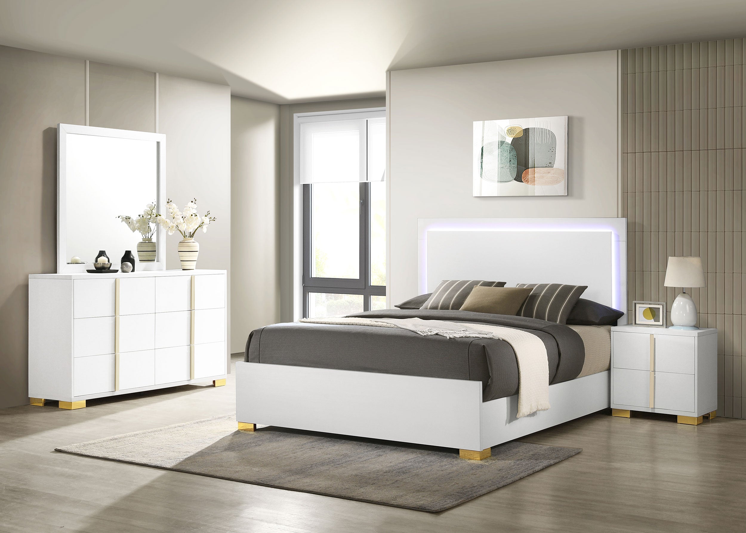 Dar Furniture - Coaster - Marceline 4-piece Eastern King Bedroom Set White - 222931KE-S4