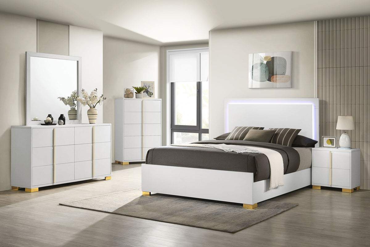 Dar Furniture - Coaster - Marceline 5-piece Eastern King Bedroom Set White - 222931KE-S5
