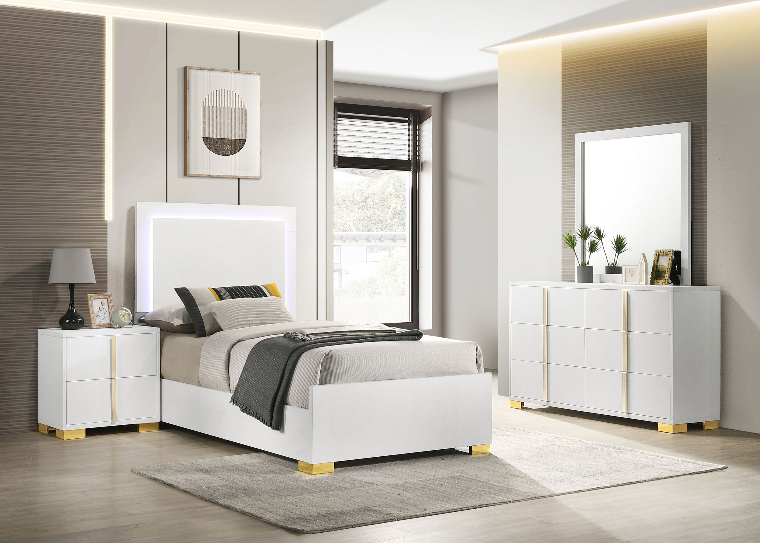 Dar Furniture - Coaster - Marceline 4-piece Twin Bedroom Set White - 222931T-S4