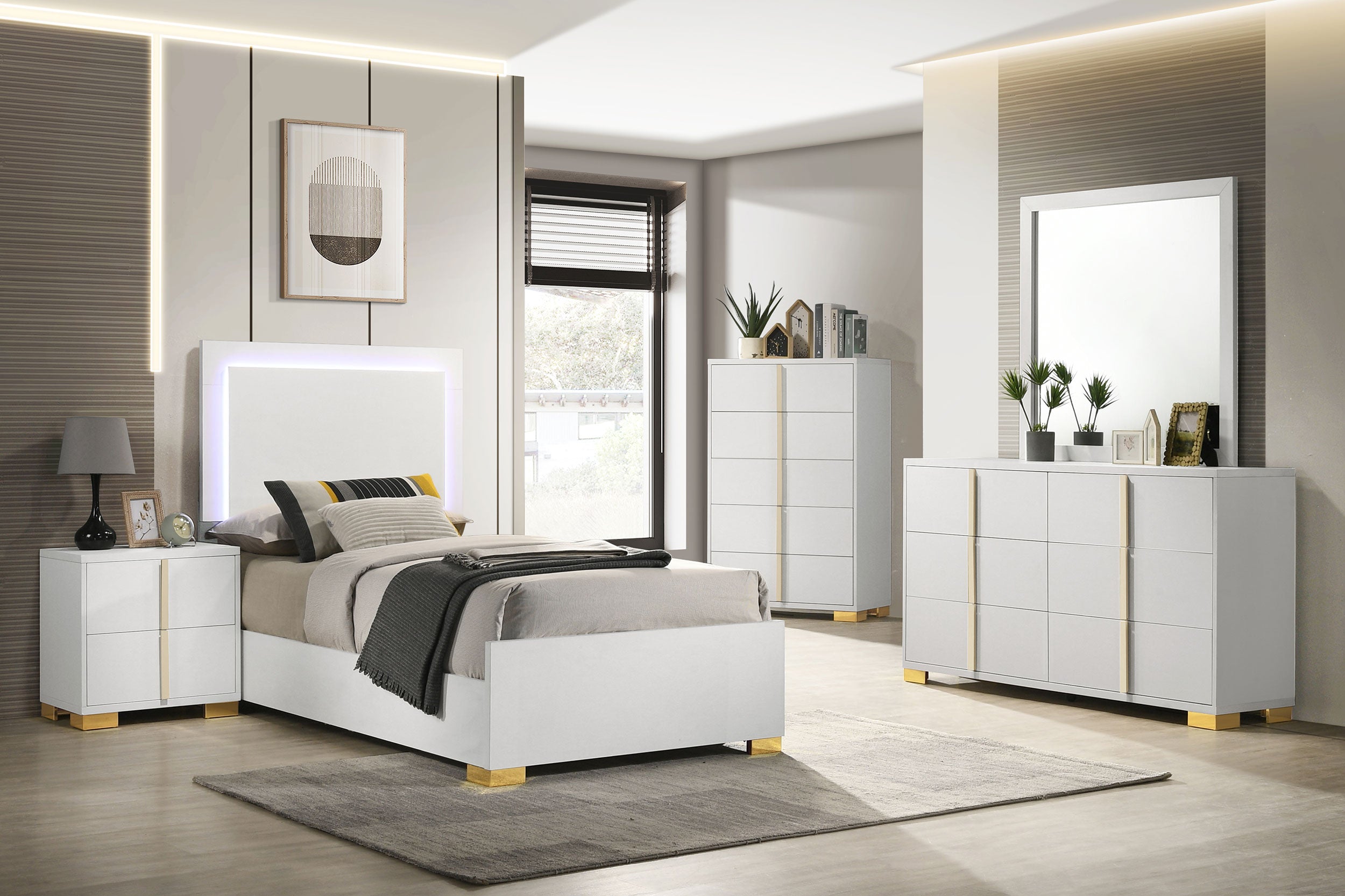 Dar Furniture - Coaster - Marceline 5-piece Twin Bedroom Set White - 222931T-S5