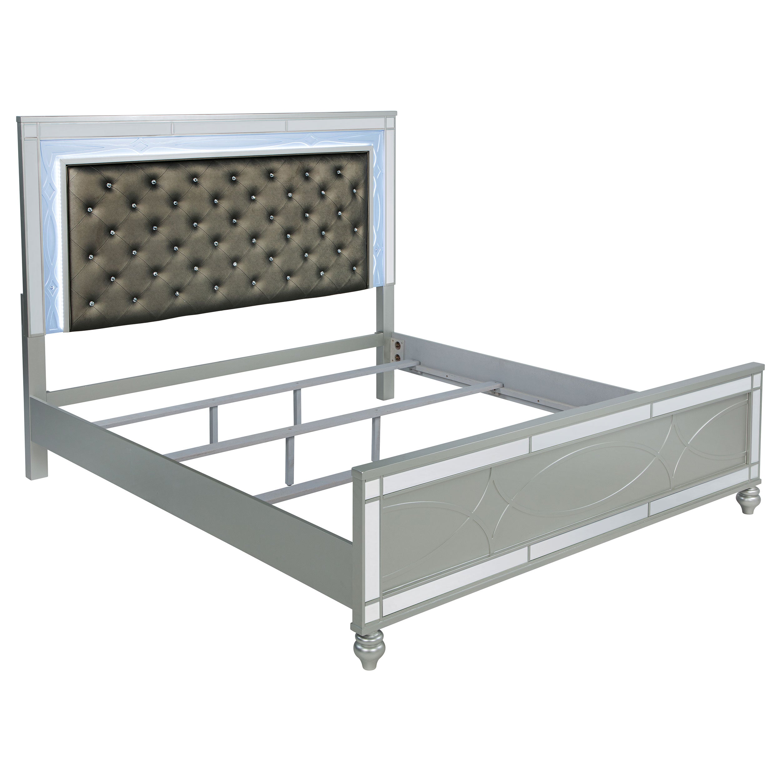 Dar Furniture - Coaster - Gunnison Wood Eastern King LED Panel Bed Silver Metallic - 223211KE