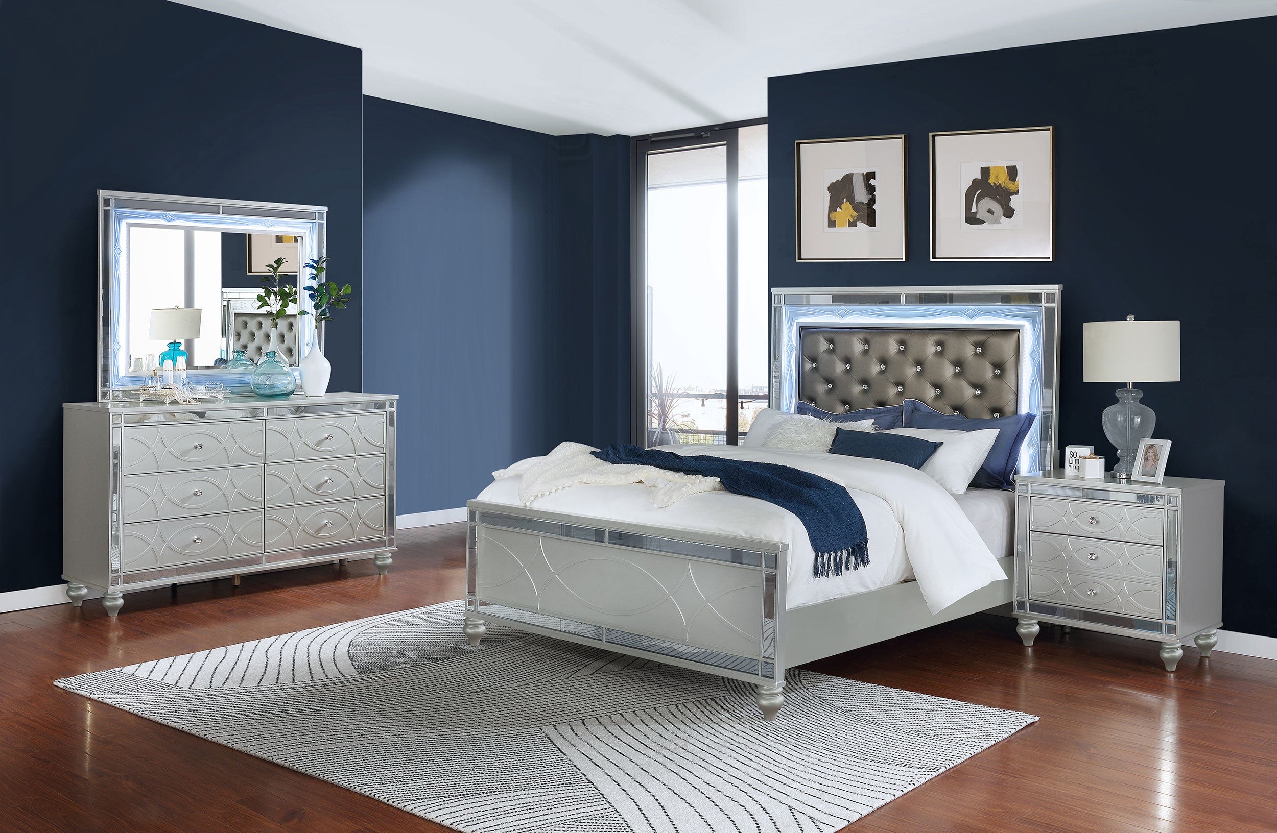Dar Furniture - Coaster - Gunnison 4-piece California King Bedroom Set Silver Metallic - 223211KW-S4