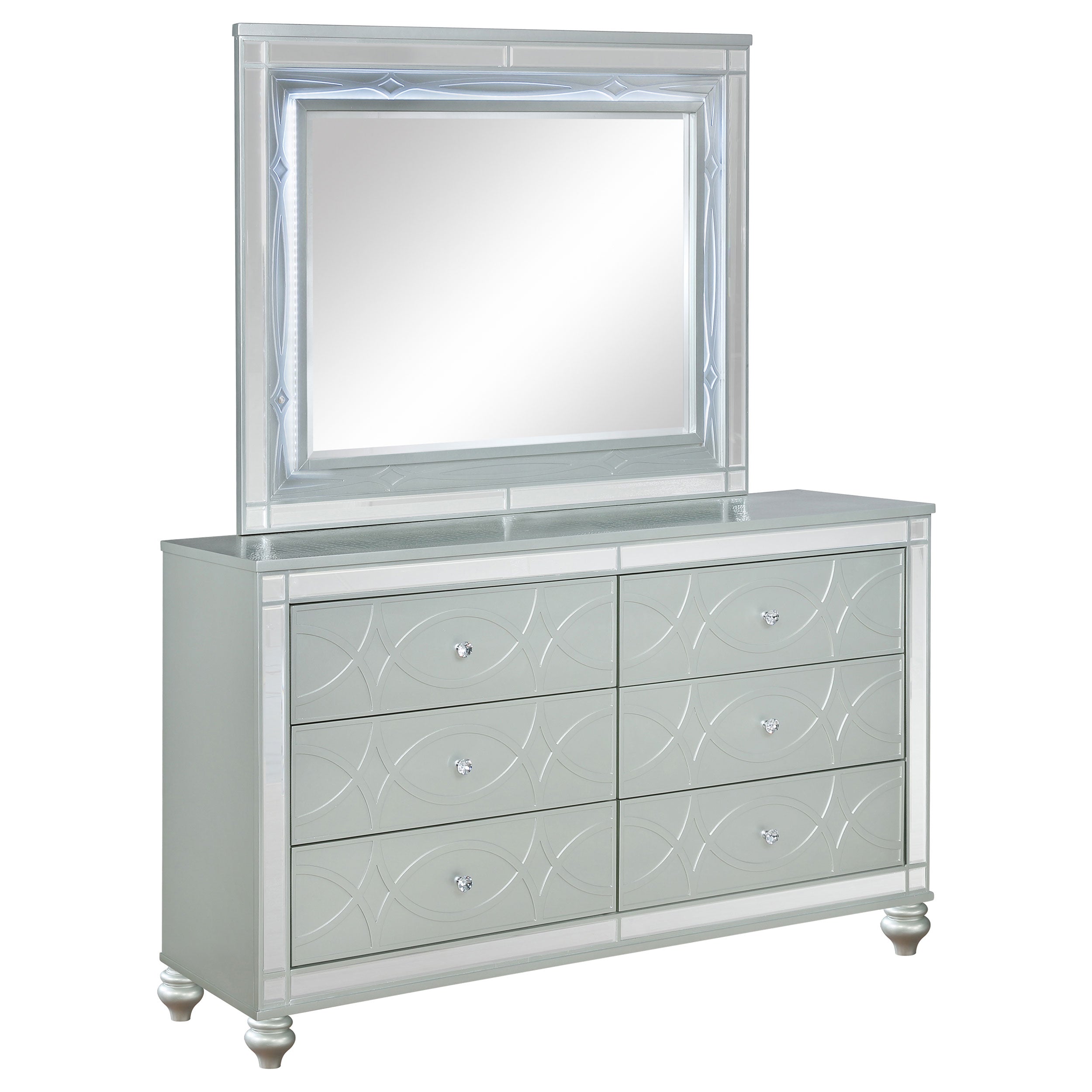 Dar Furniture - Coaster - Gunnison 6-drawer Dresser with Mirror Silver Metallic - 223213M