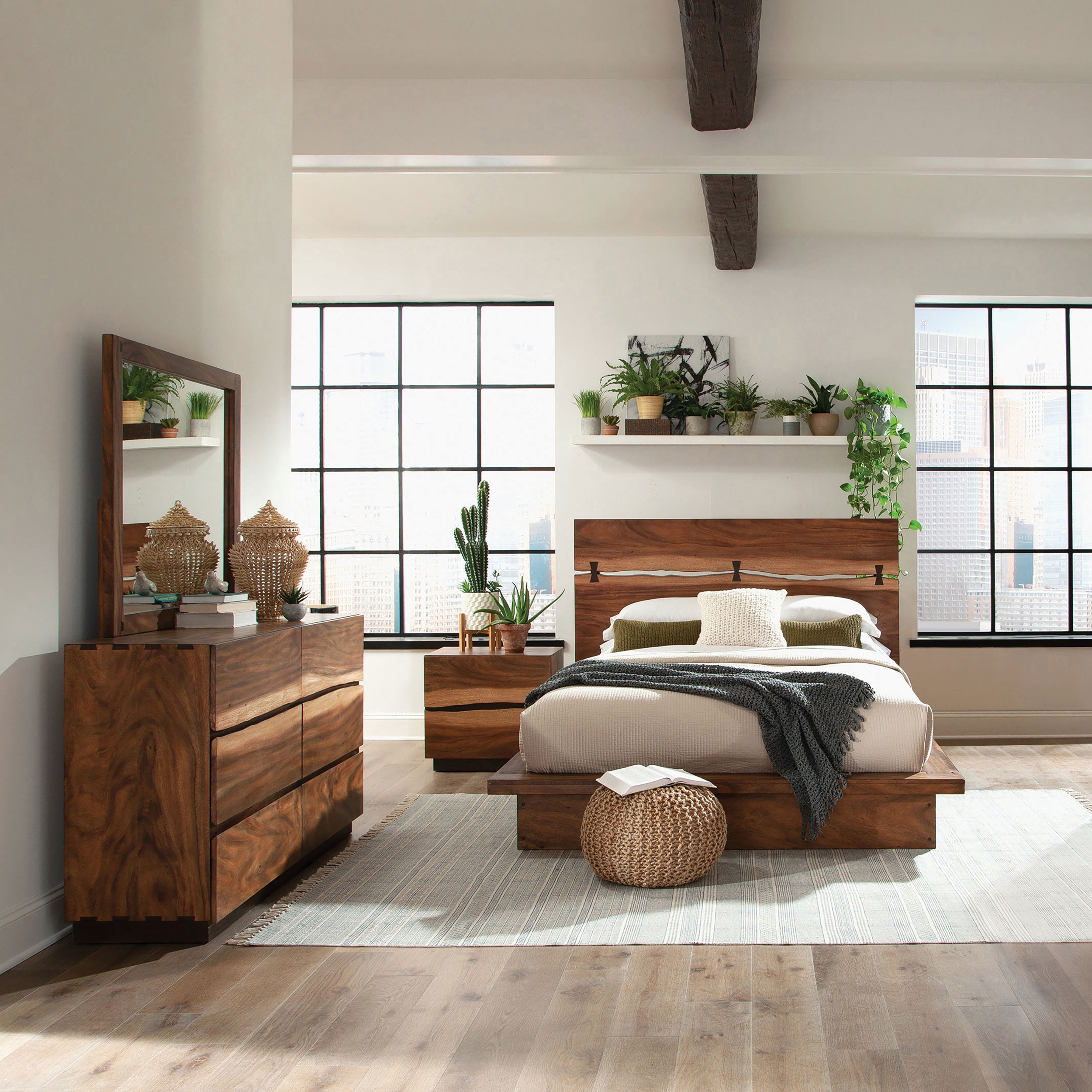 Dar Furniture - Coaster - Winslow 4-piece California King Bedroom Set Smokey Walnut - 223250KW-S4