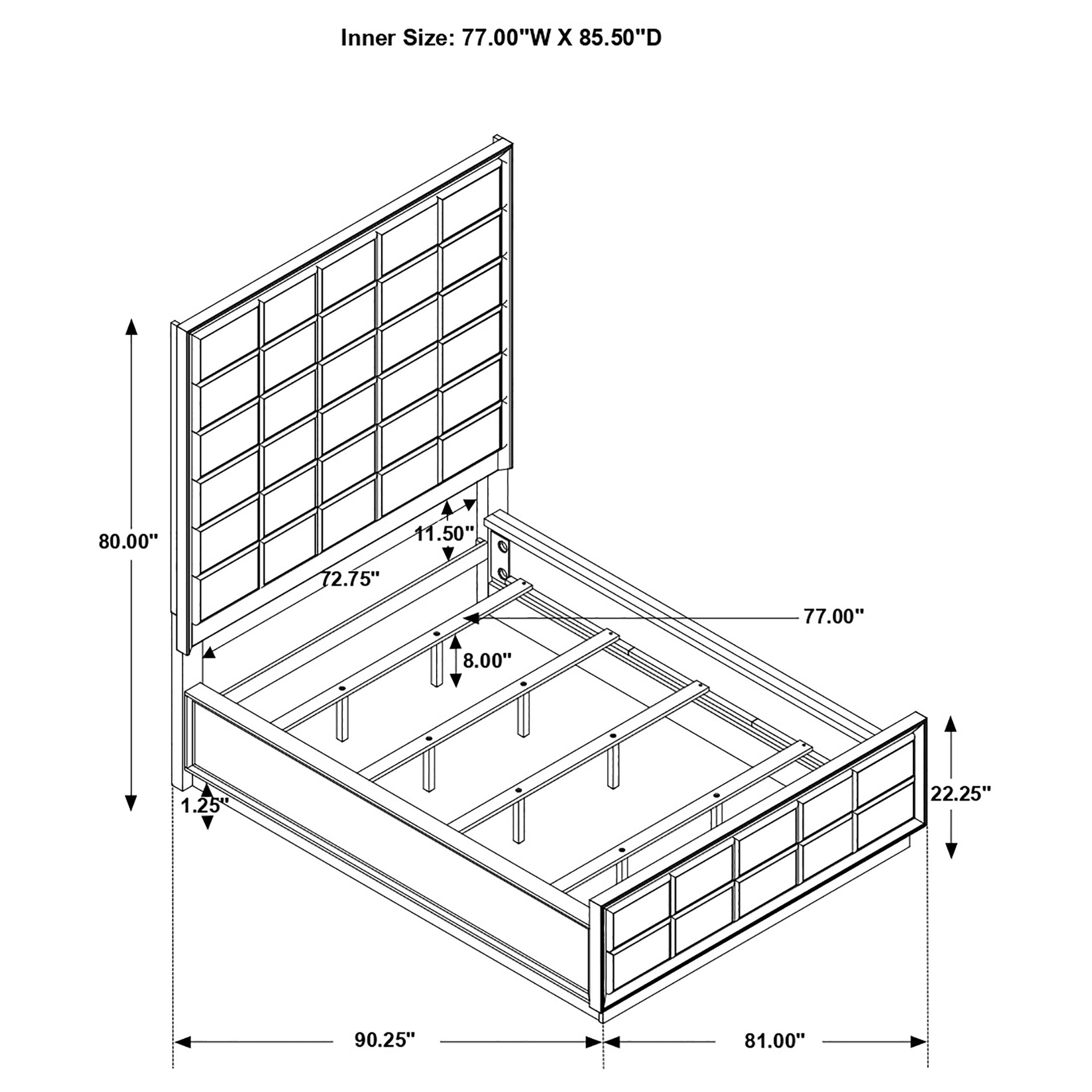 Durango 77-inch California King Panel Bed Smoked Peppercorn