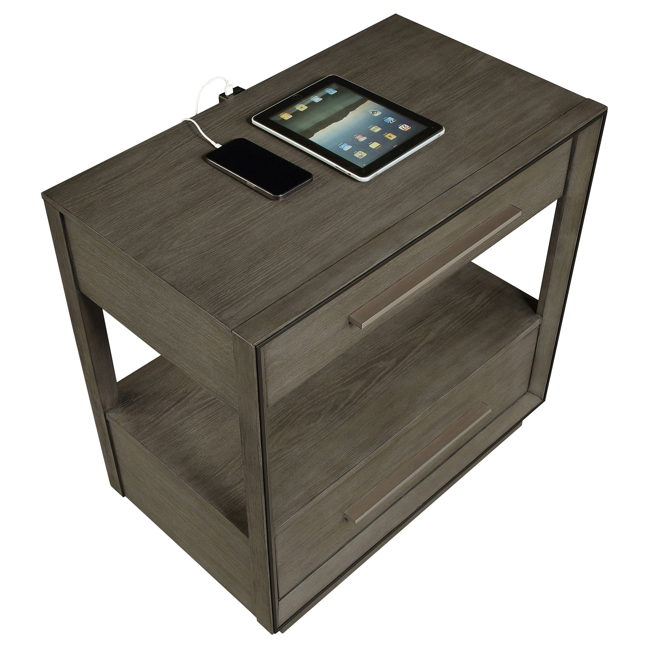 Durango 2-drawer Nightstand Bedside Table Taupe Oak