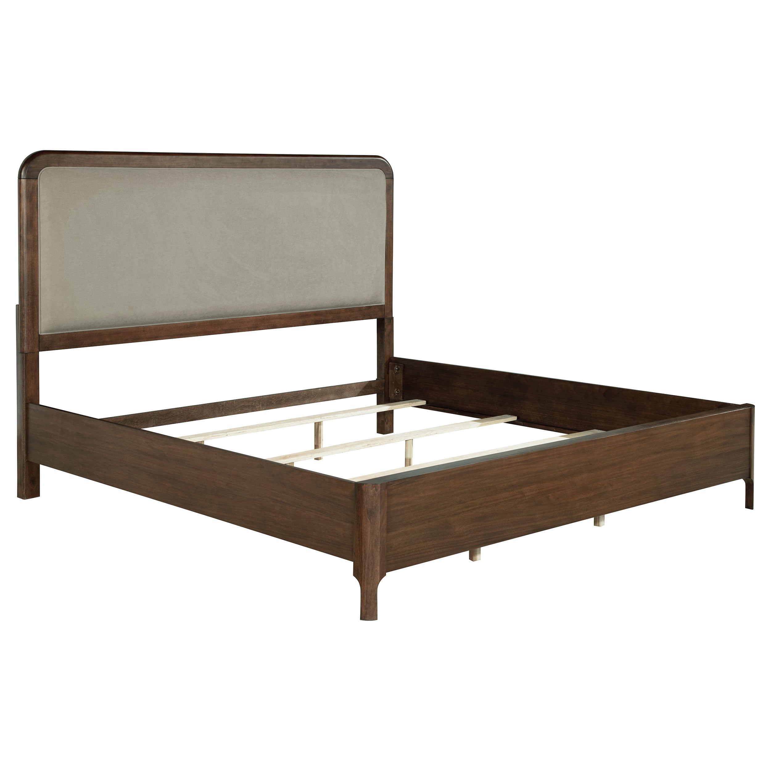 Dar Furniture - Coaster - Maderia 57-inch Upholstered Eastern King Panel Bed Walnut - 223321KE