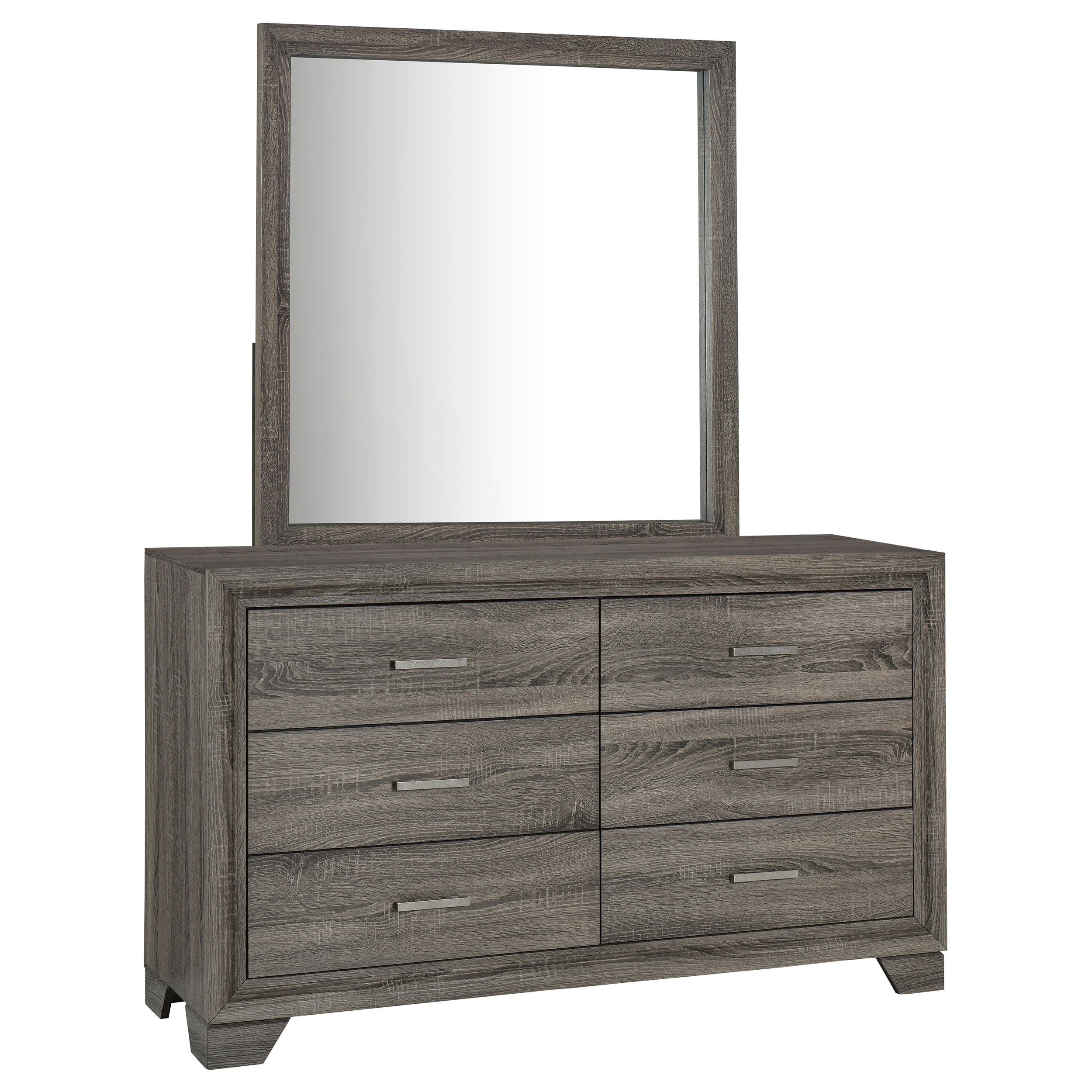 Dar Furniture - Coaster - Wright 6-drawer Dresser and Mirror Brown Oak - 223343M