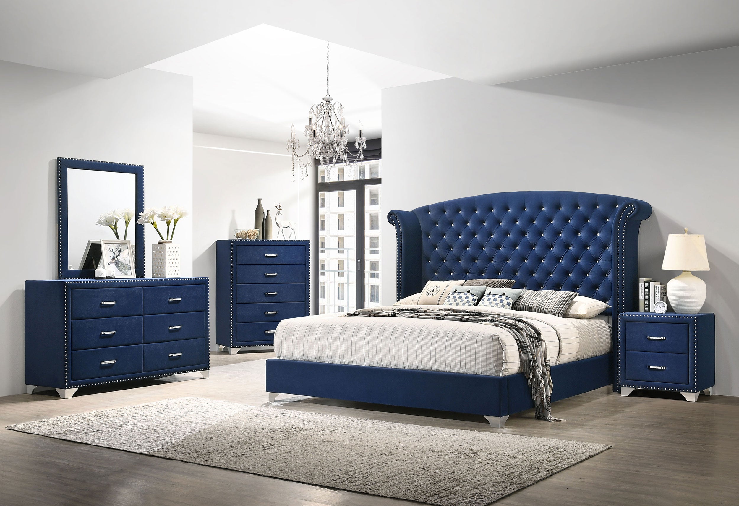 Dar Furniture - Coaster - Melody 5-piece Eastern King Bedroom Set Pacific Blue - 223371KE-S5