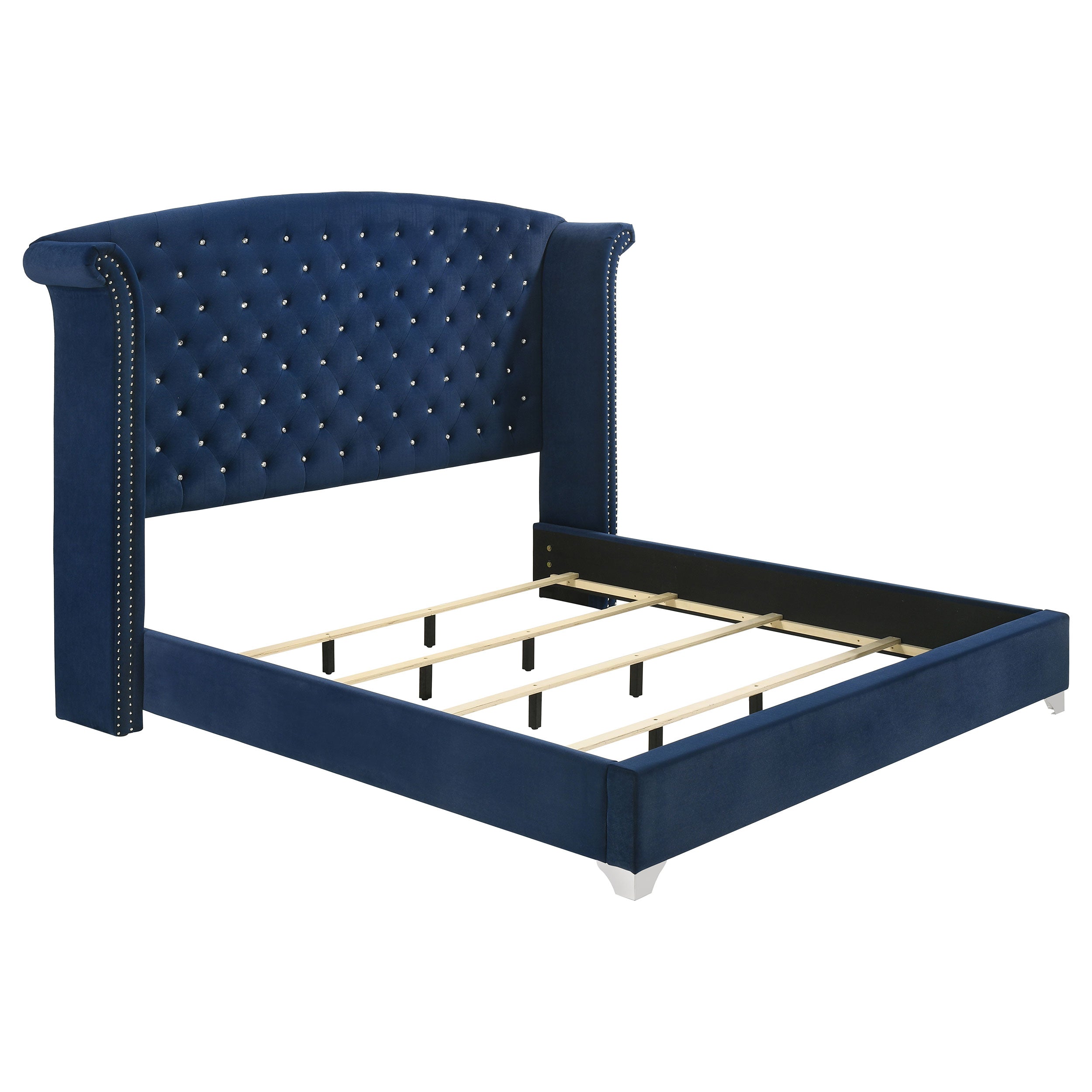 Dar Furniture - Coaster - Melody Upholstered Eastern King Wingback Bed Pacific Blue - 223371KE