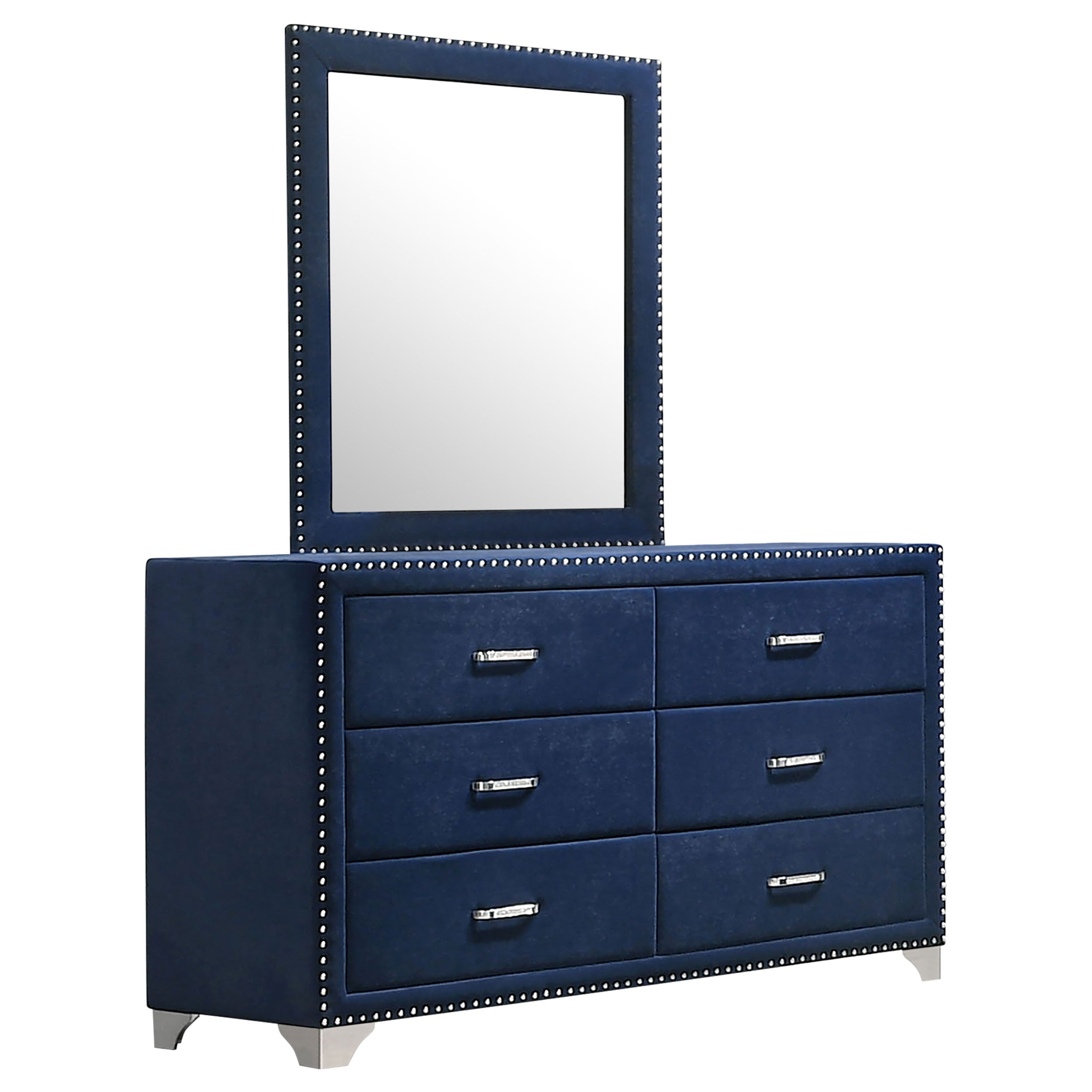 Dar Furniture - Coaster - Melody 6-drawer Upholstered Dresser with Mirror Pacific Blue - 223373M