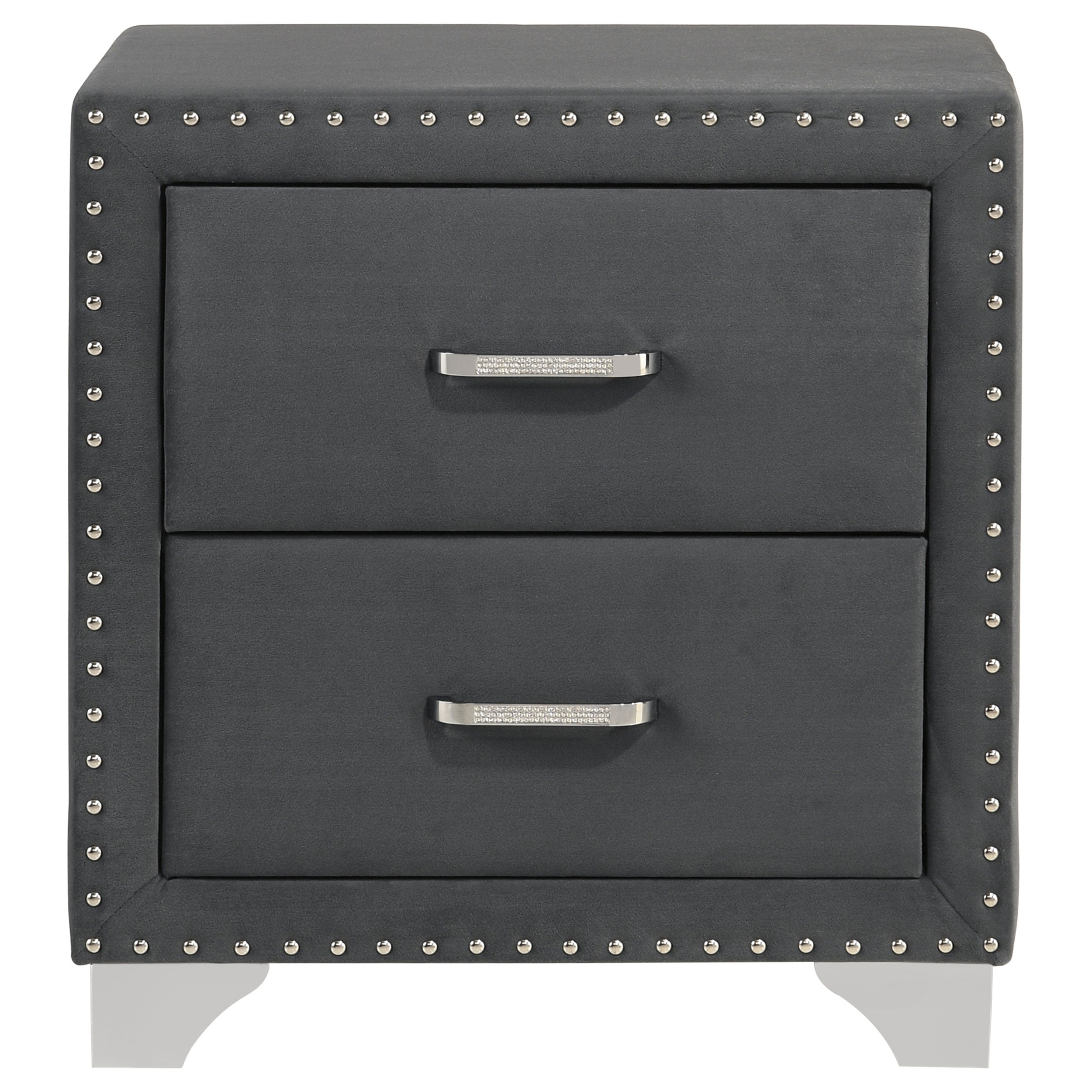 Melody Upholstered 2-drawer Nightstand Grey