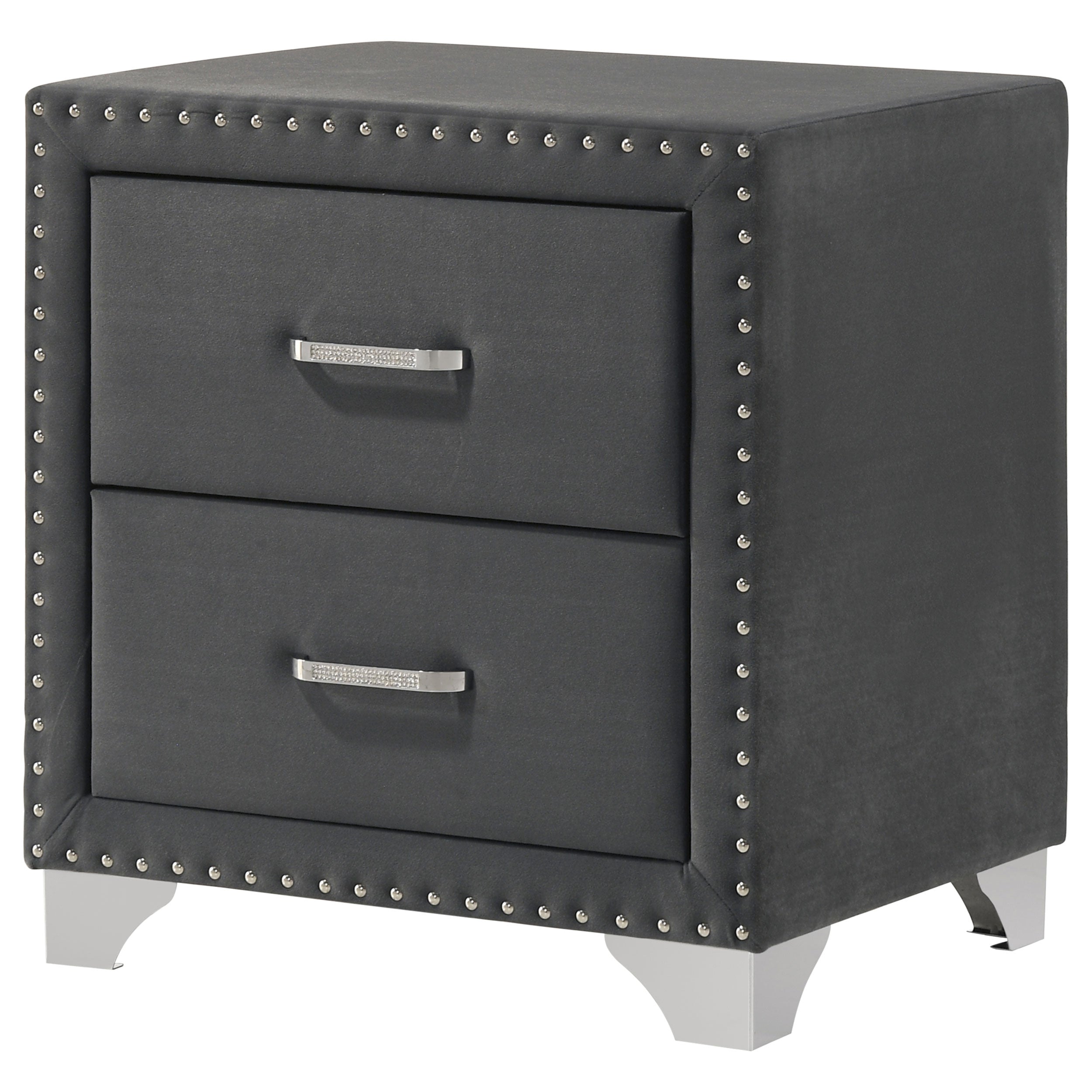 Melody Upholstered 2-drawer Nightstand Grey