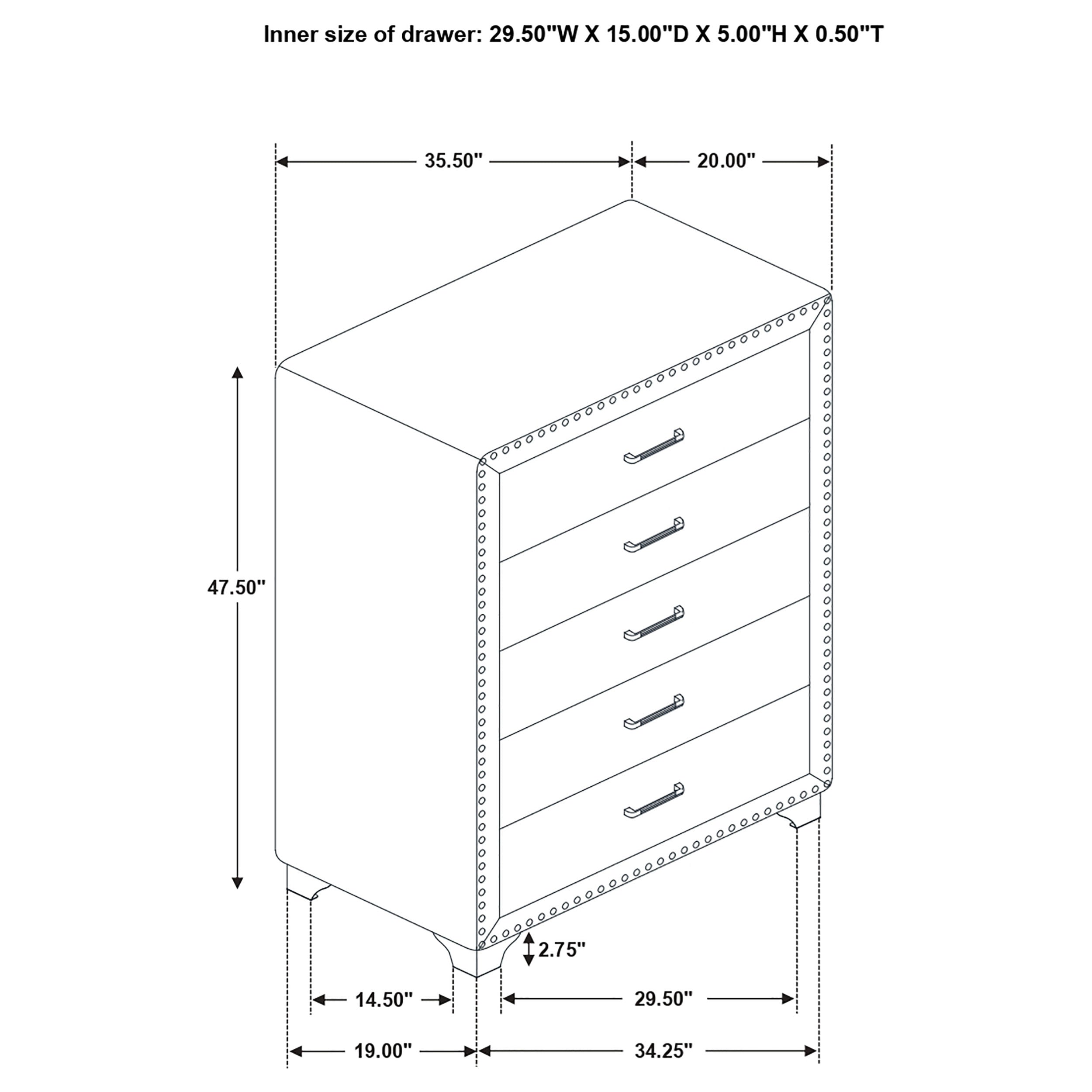 Melody Upholstered 2-drawer Nightstand Grey