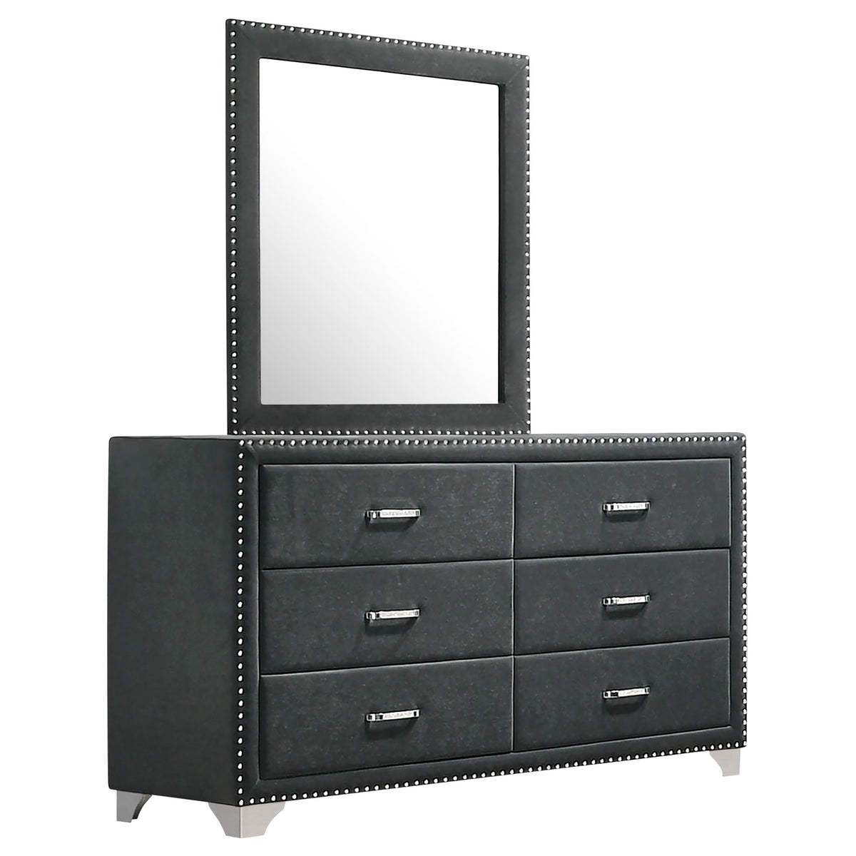Dar Furniture - Coaster - Melody 6-drawer Upholstered Dresser with Mirror Grey - 223383M