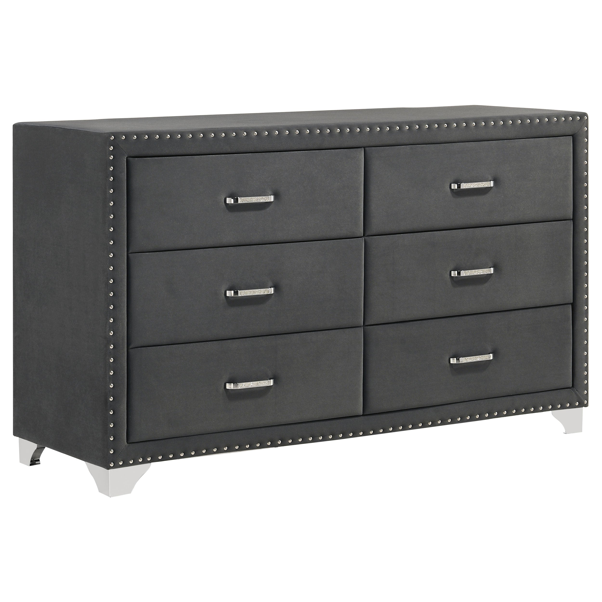 Dar Furniture - Coaster - Melody 6-drawer Upholstered Dresser Grey - 223383