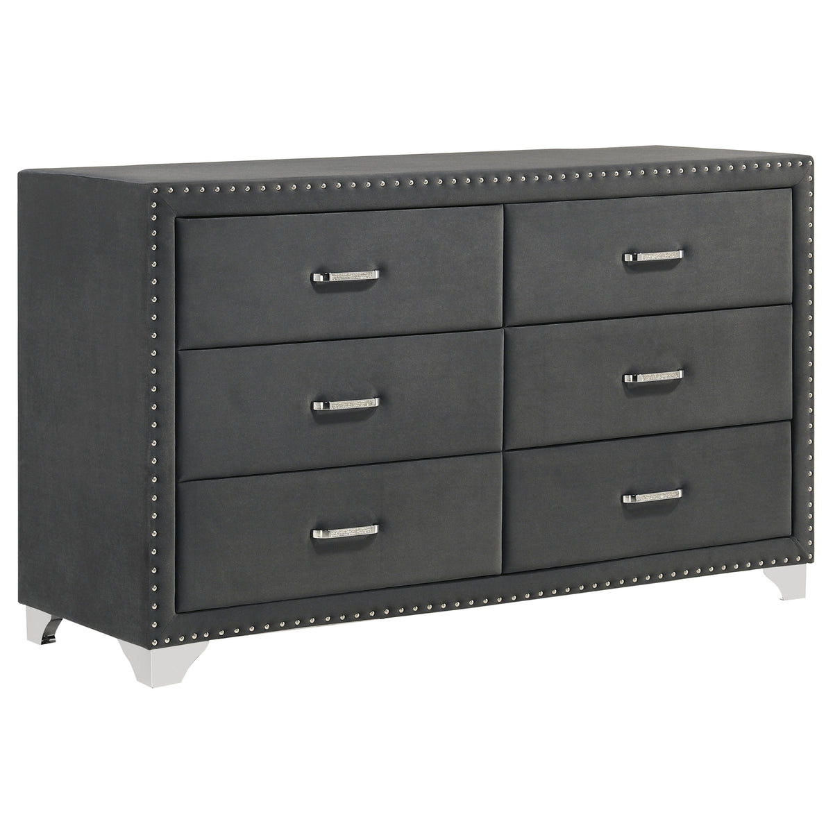 Dar Furniture - Coaster - Melody 6-drawer Upholstered Dresser Grey - 223383