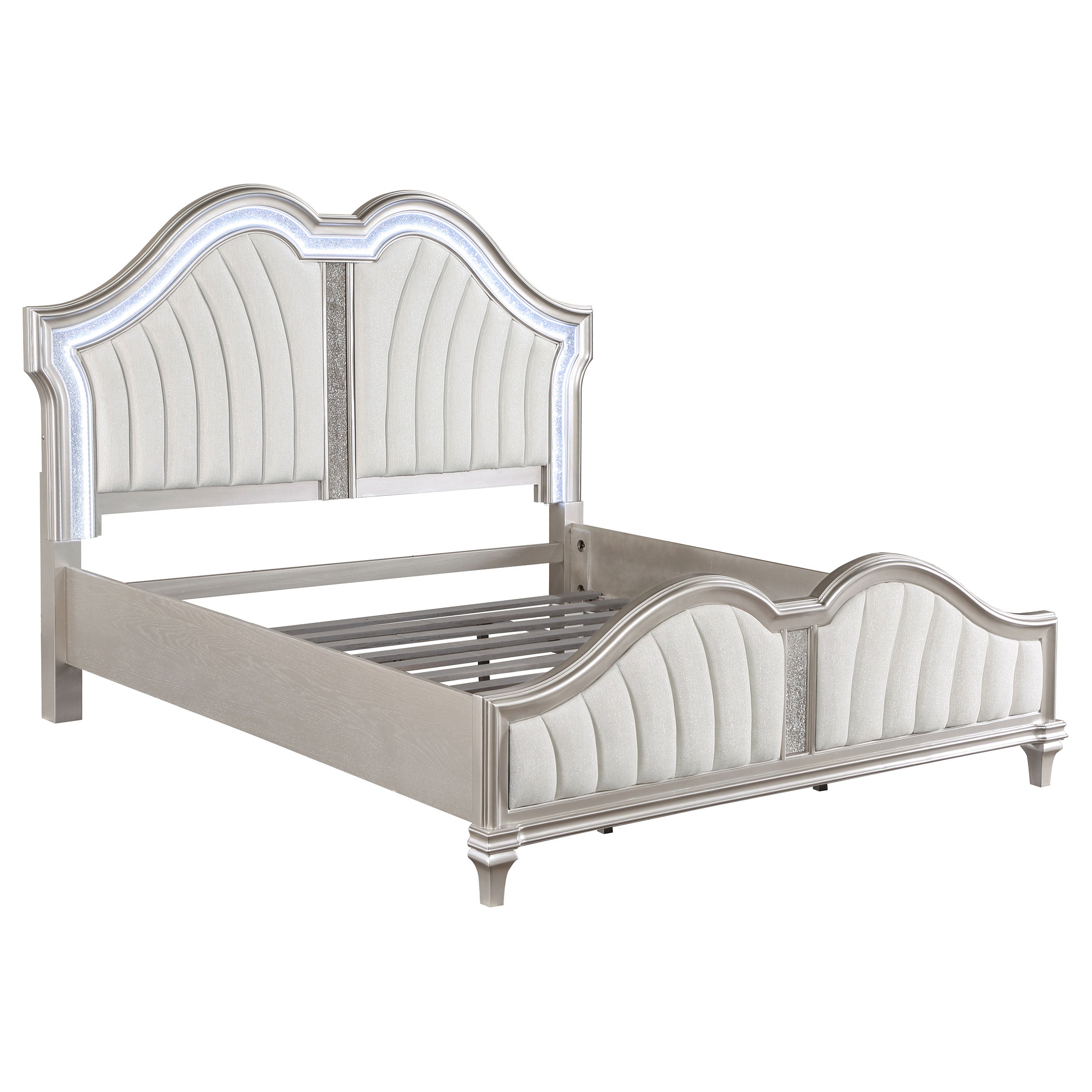 Dar Furniture - Coaster - Evangeline Wood Eastern King LED Panel Bed Silver Oak - 223391KE