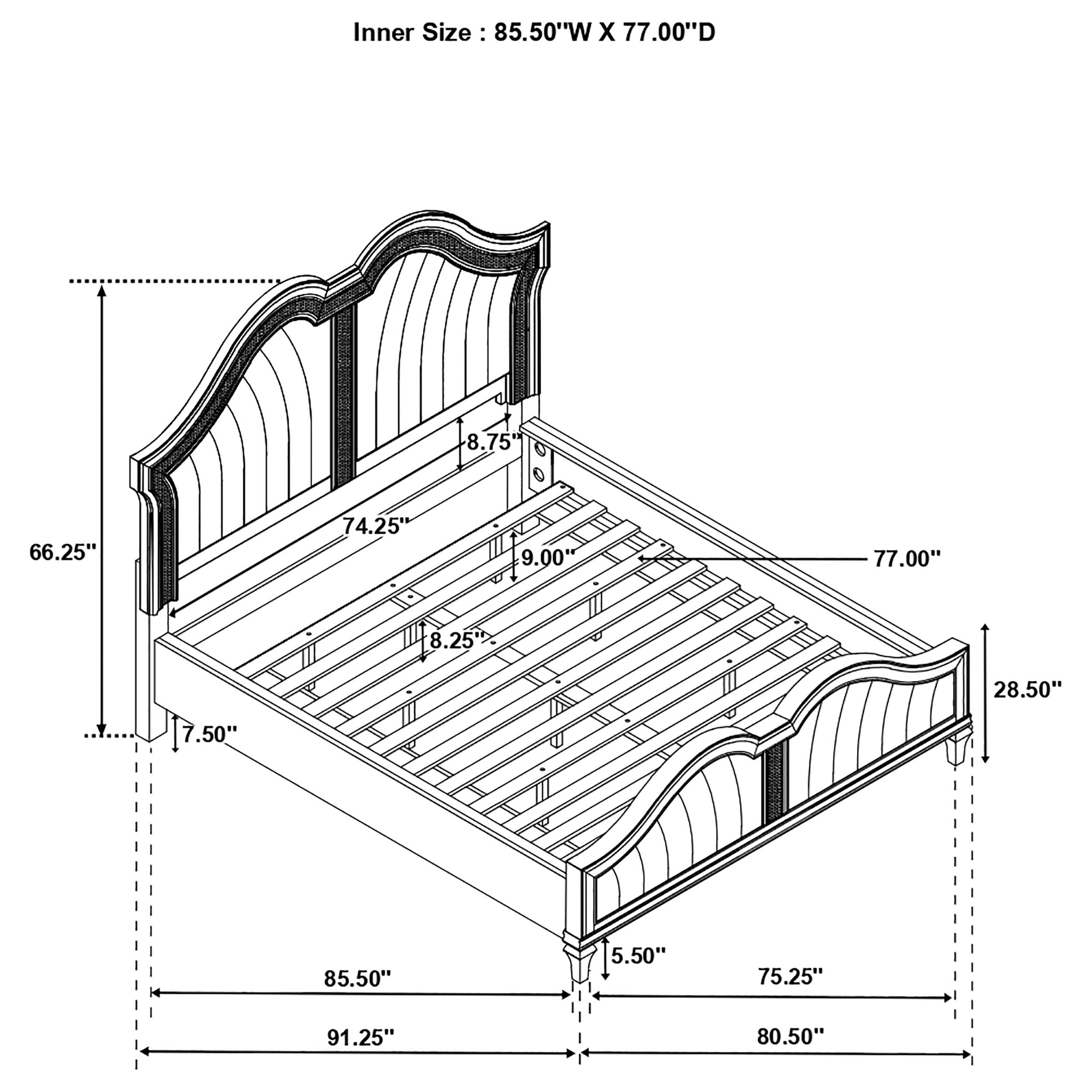 Evangeline Wood California King LED Panel Bed Silver Oak