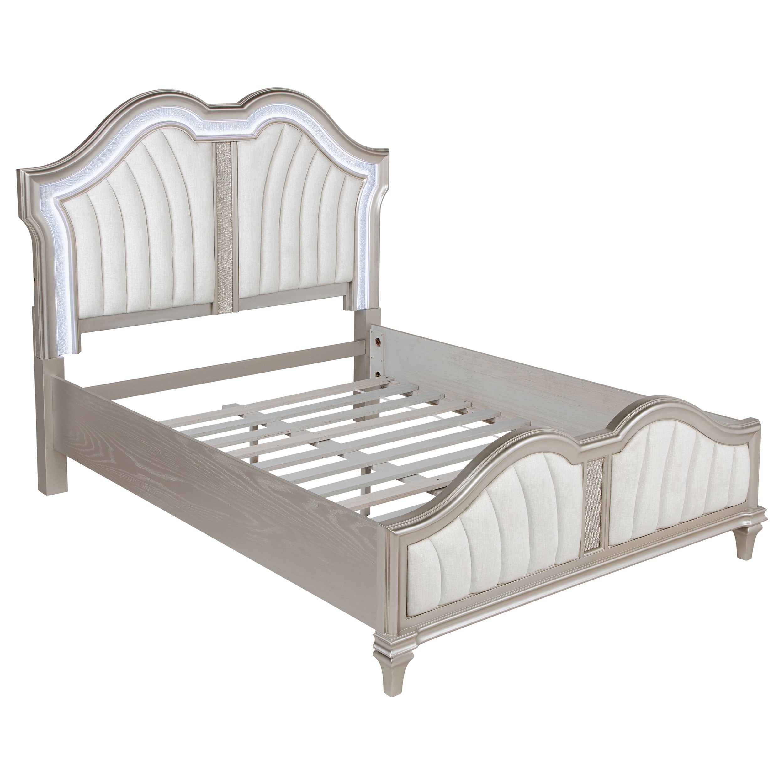 Dar Furniture - Coaster - Evangeline Wood Queen LED Panel Bed Silver Oak - 223391Q