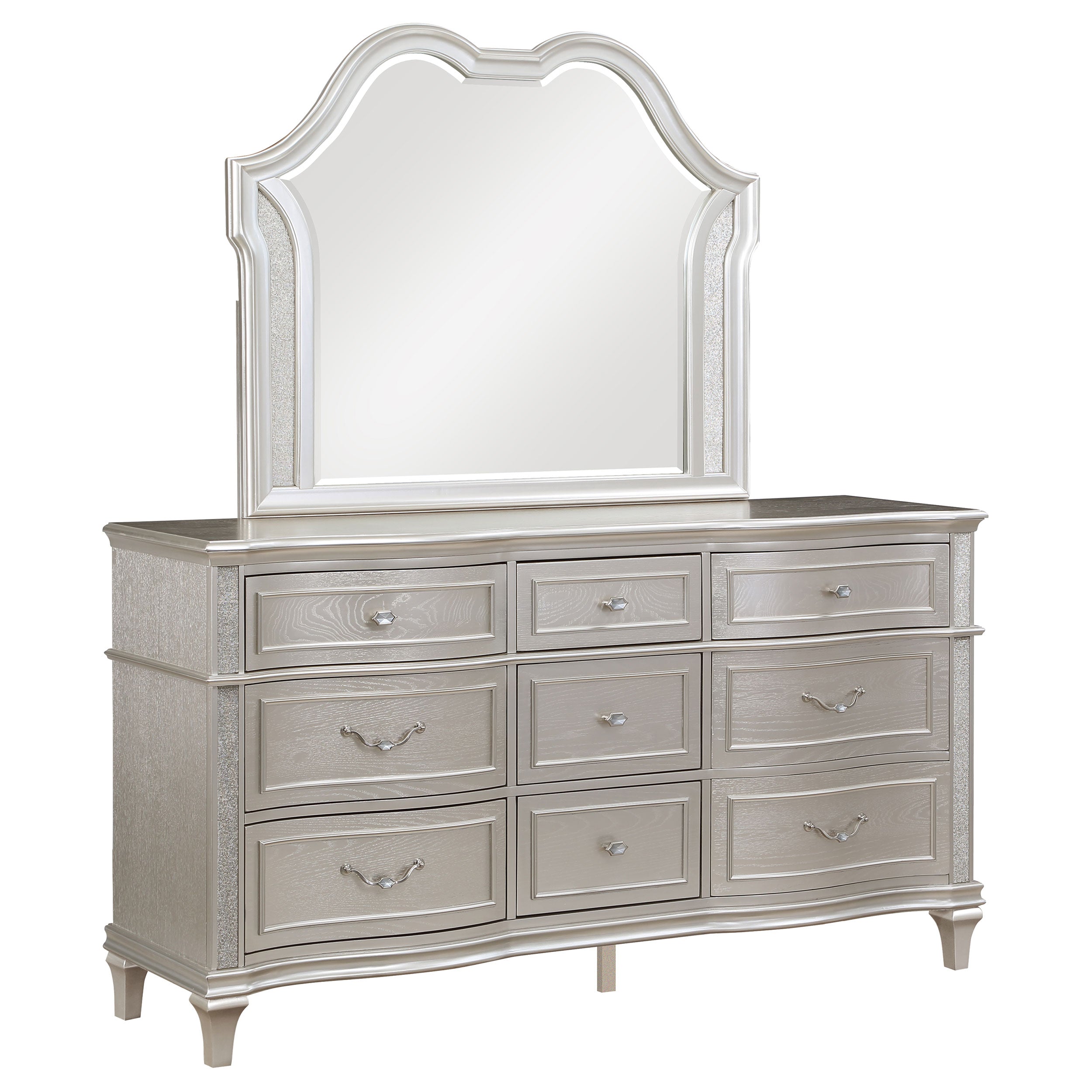 Dar Furniture - Coaster - Evangeline 9-drawer Dresser with Mirror Silver Oak - 223393M