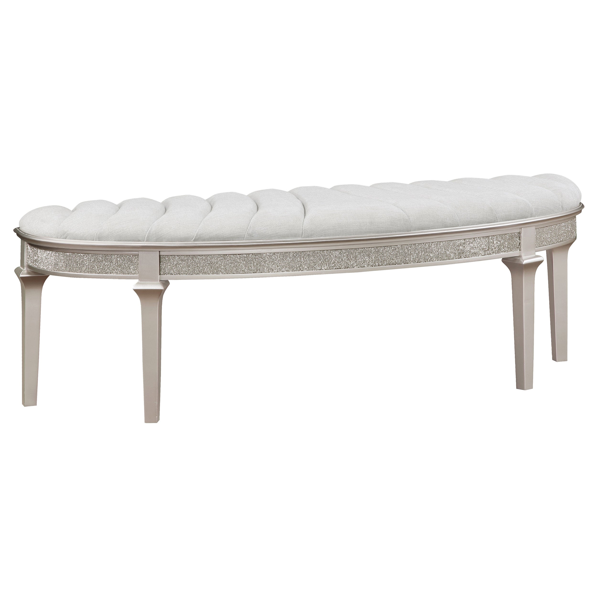 Dar Furniture - Coaster - Evangeline Curved Fabric Upholstered Bench Silver Oak - 223396