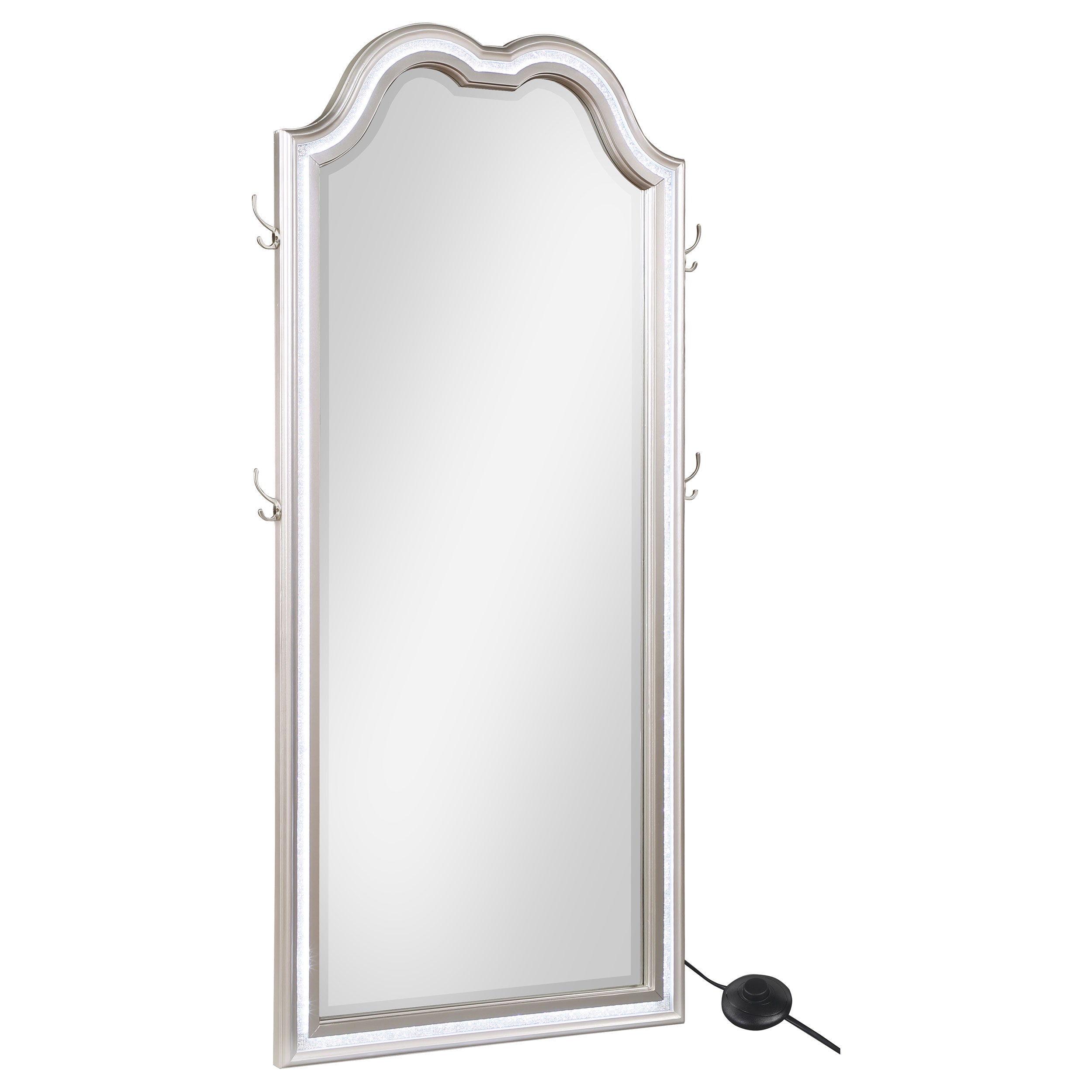 Dar Furniture - Coaster - Evangeline Full Length LED Light Floor Mirror Silver Oak - 223400