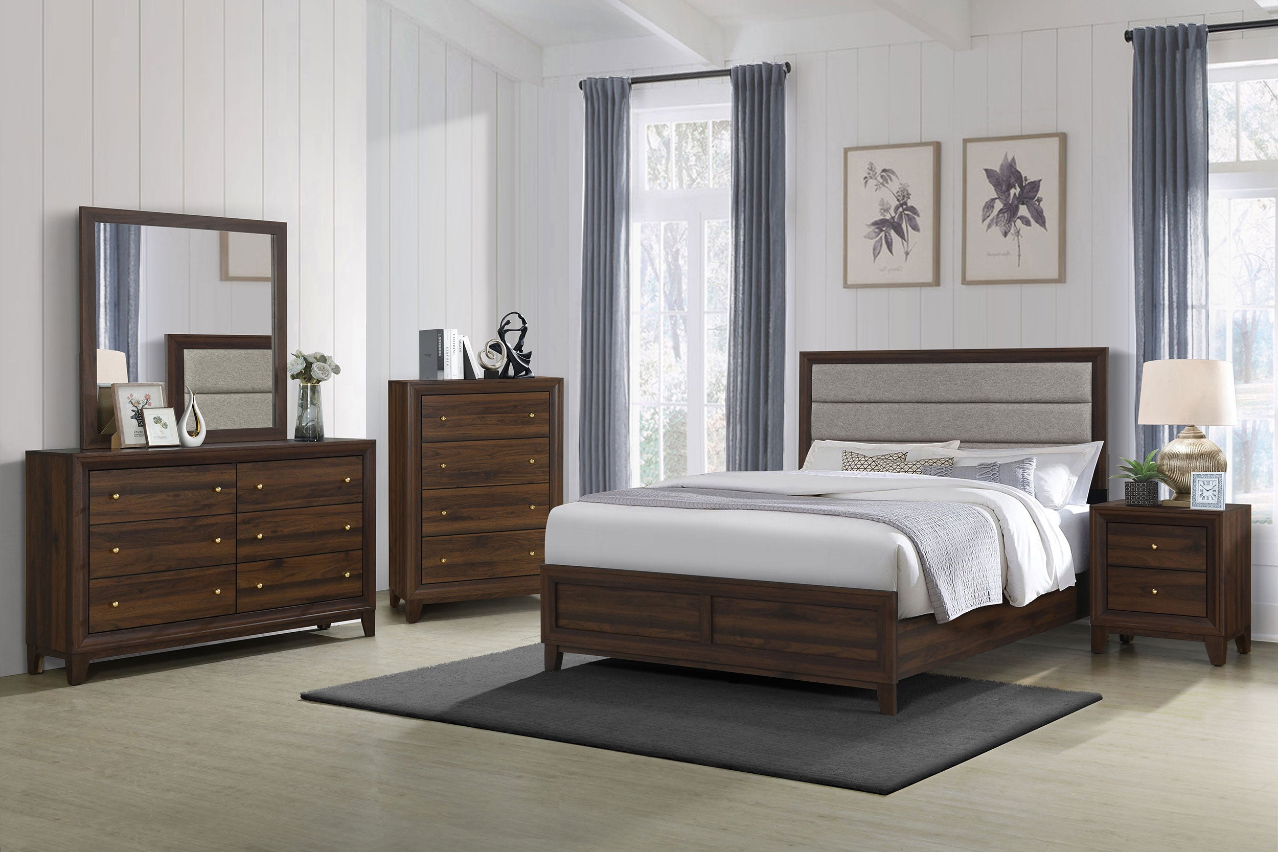Dar Furniture - Coaster - Welsley 5-piece Eastern King Bedroom Set Walnut - 223441KE-S5