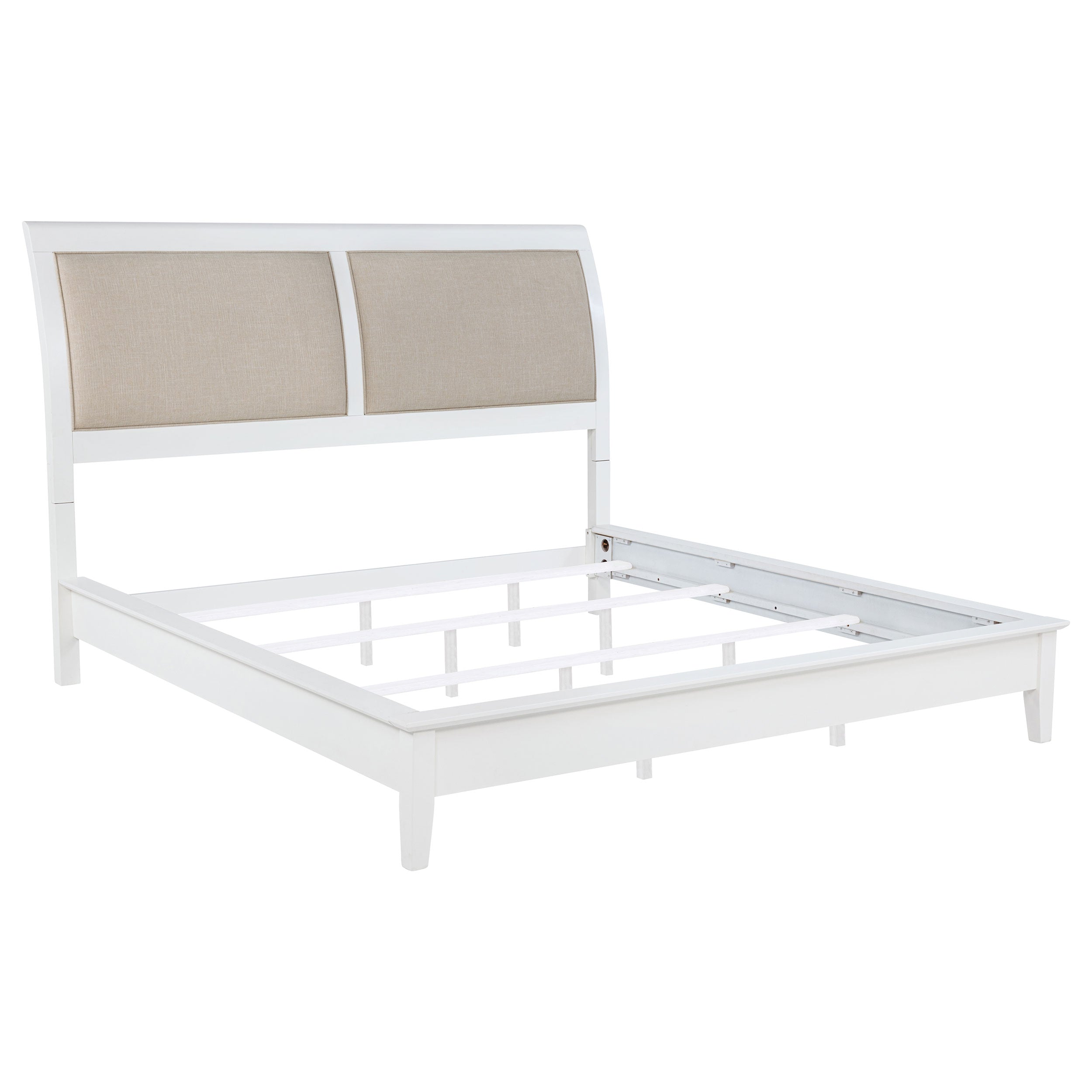 Dar Furniture - Coaster - Bexhill 56-inch Upholstered Eastern King Panel Bed White - 223471KE