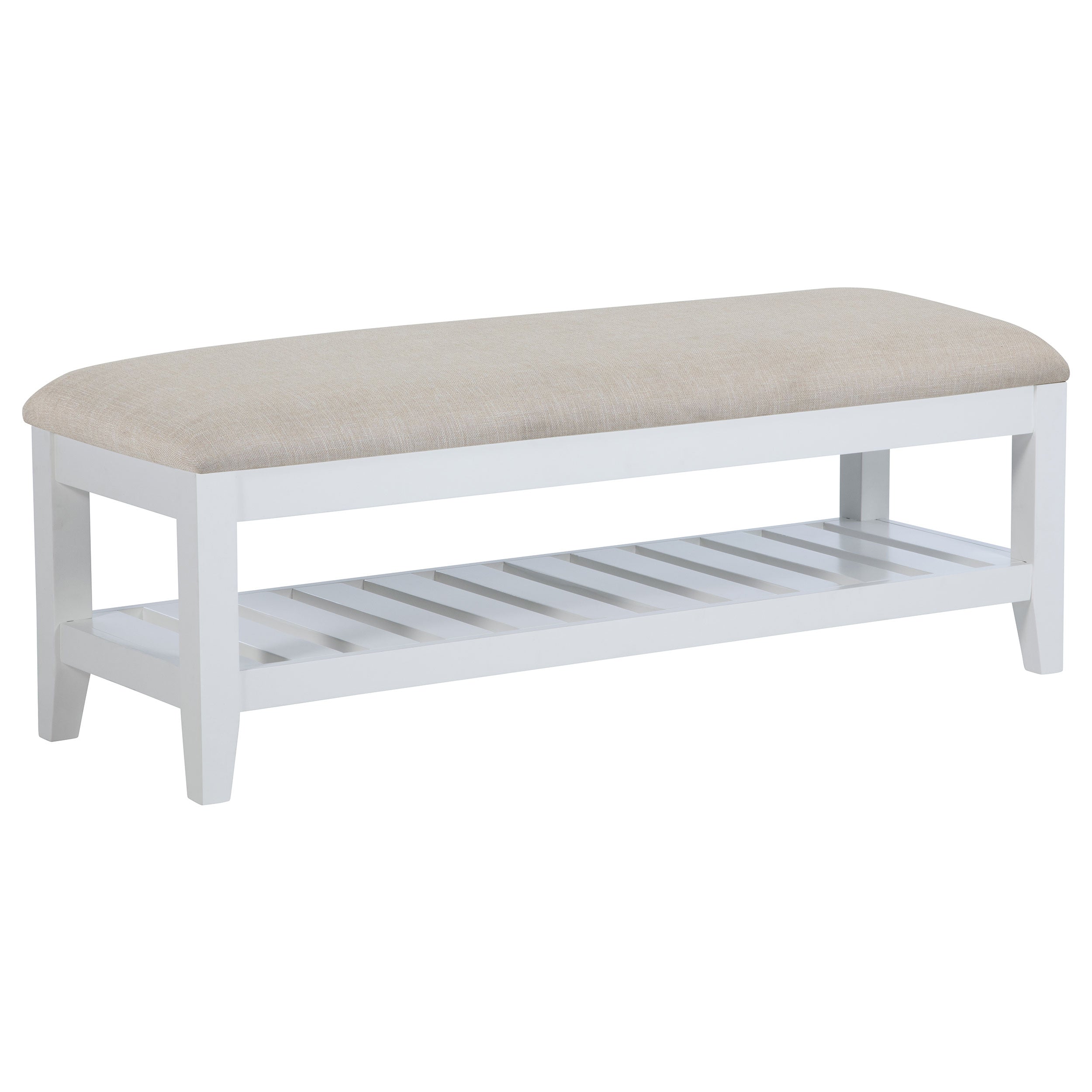 Dar Furniture - Coaster - Bexhill Upholstered Rectangular Bench with Shelf White - 223476