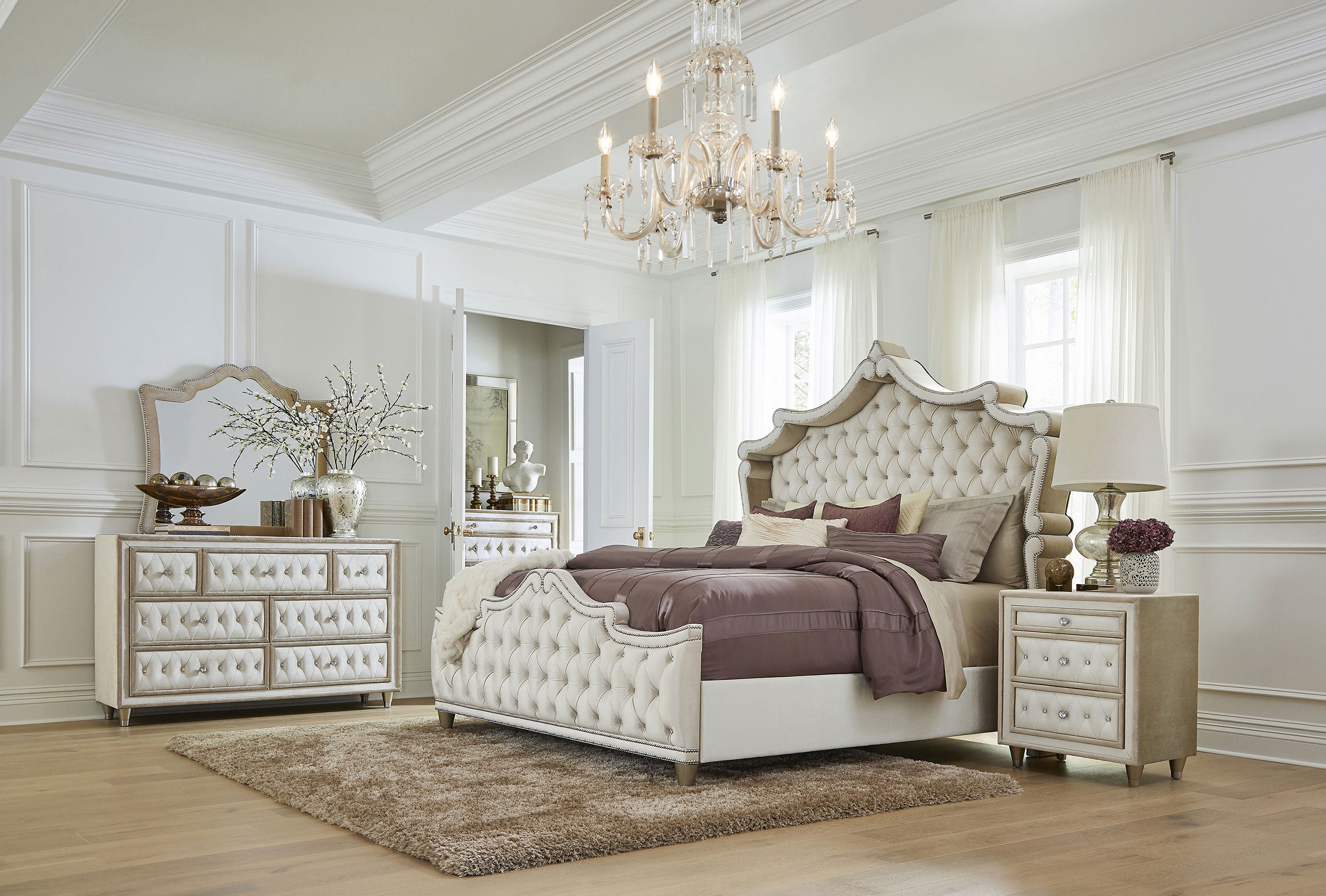 Dar Furniture - Coaster - Antonella 5-piece California King Bedroom Set Ivory  - 223521KW-S5
