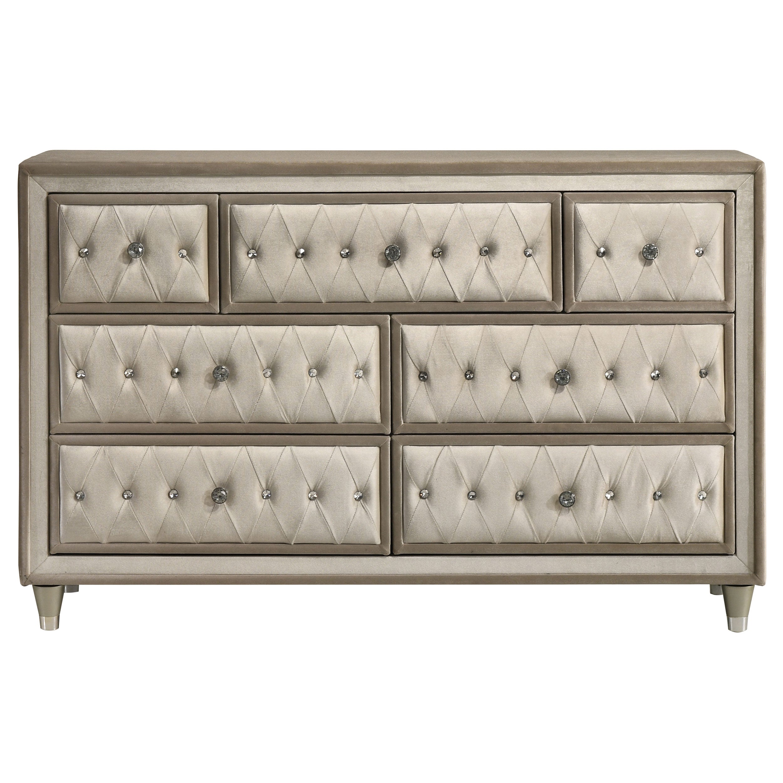 Antonella 7-drawer Upholstered Dresser Ivory and Camel