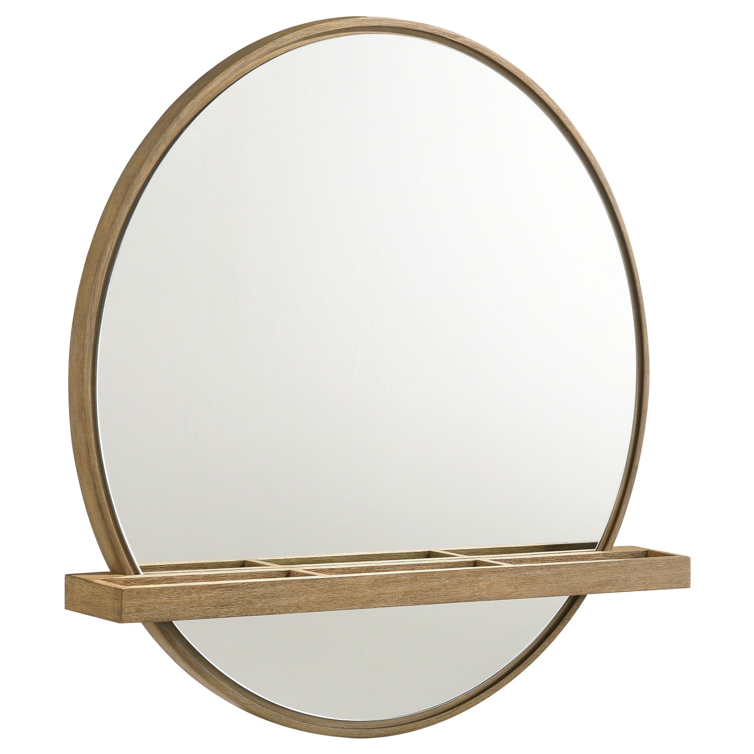 Dar Furniture - Coaster - Arini Round Vanity Wall Mirror with Shelf Sand Wash - 224308