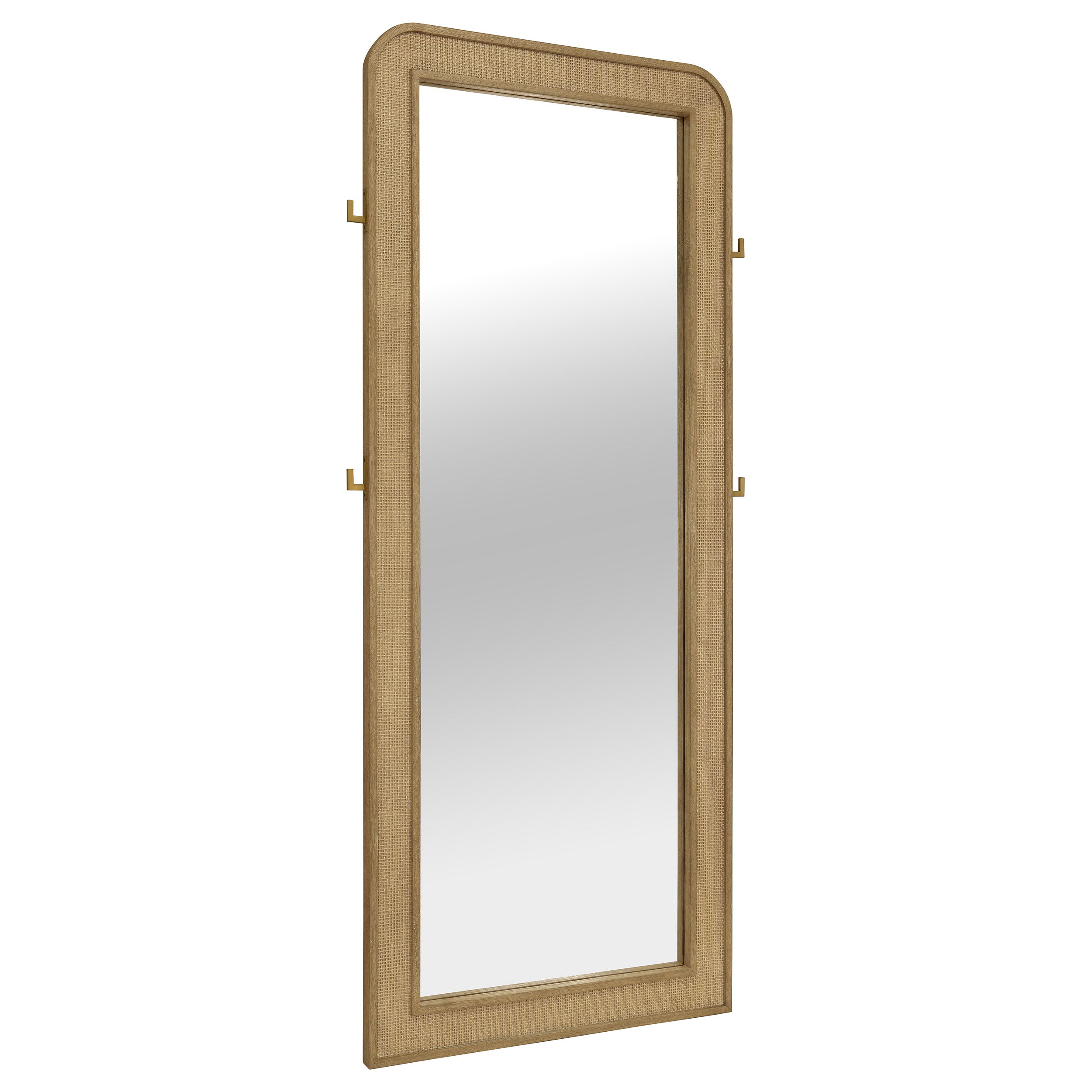 Dar Furniture - Coaster - Arini Cane Weave Full Length Standing Floor Mirror Sand Wash - 224309