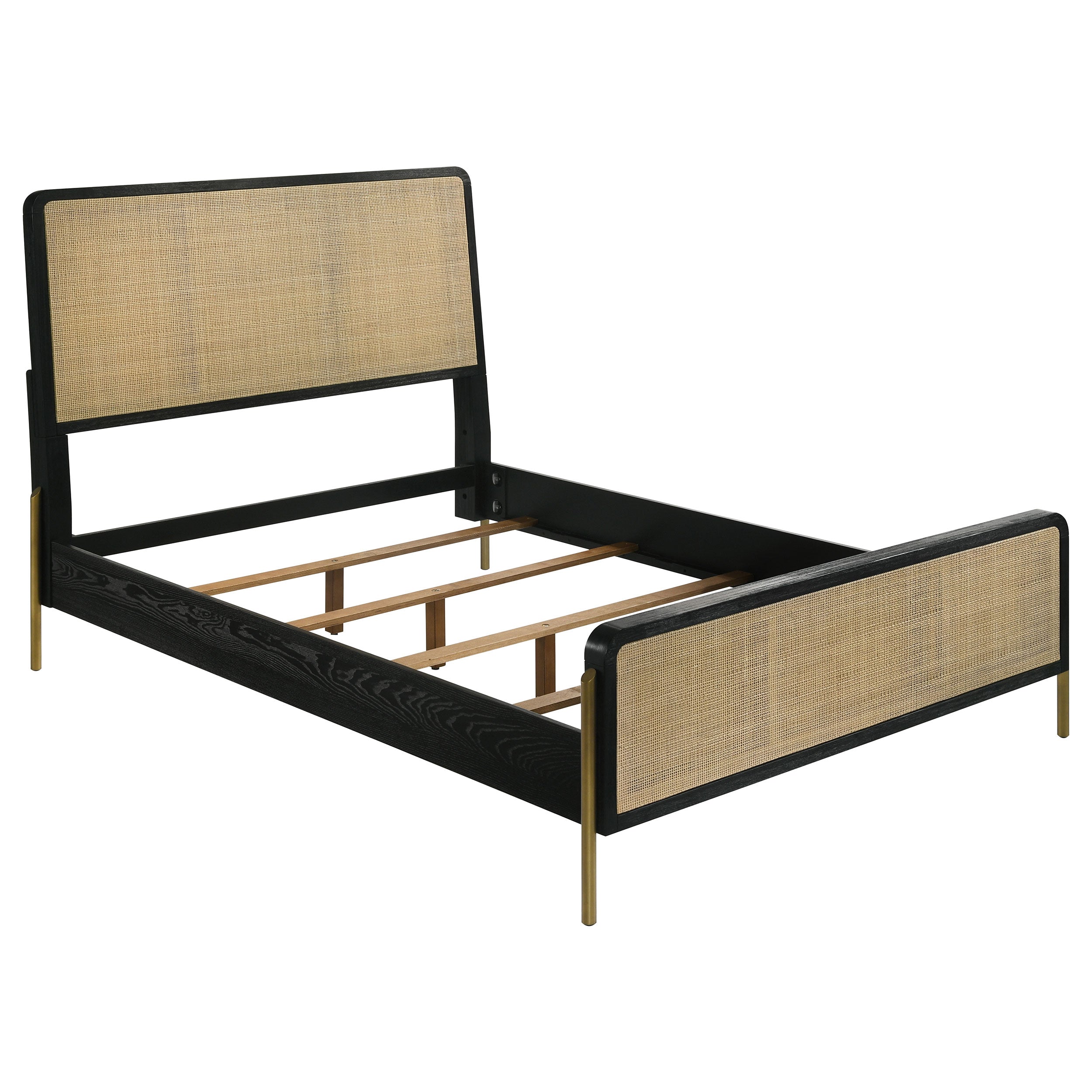 Dar Furniture - Coaster - Arini Rattan California King Panel Bed Black and Natural - 224330KW