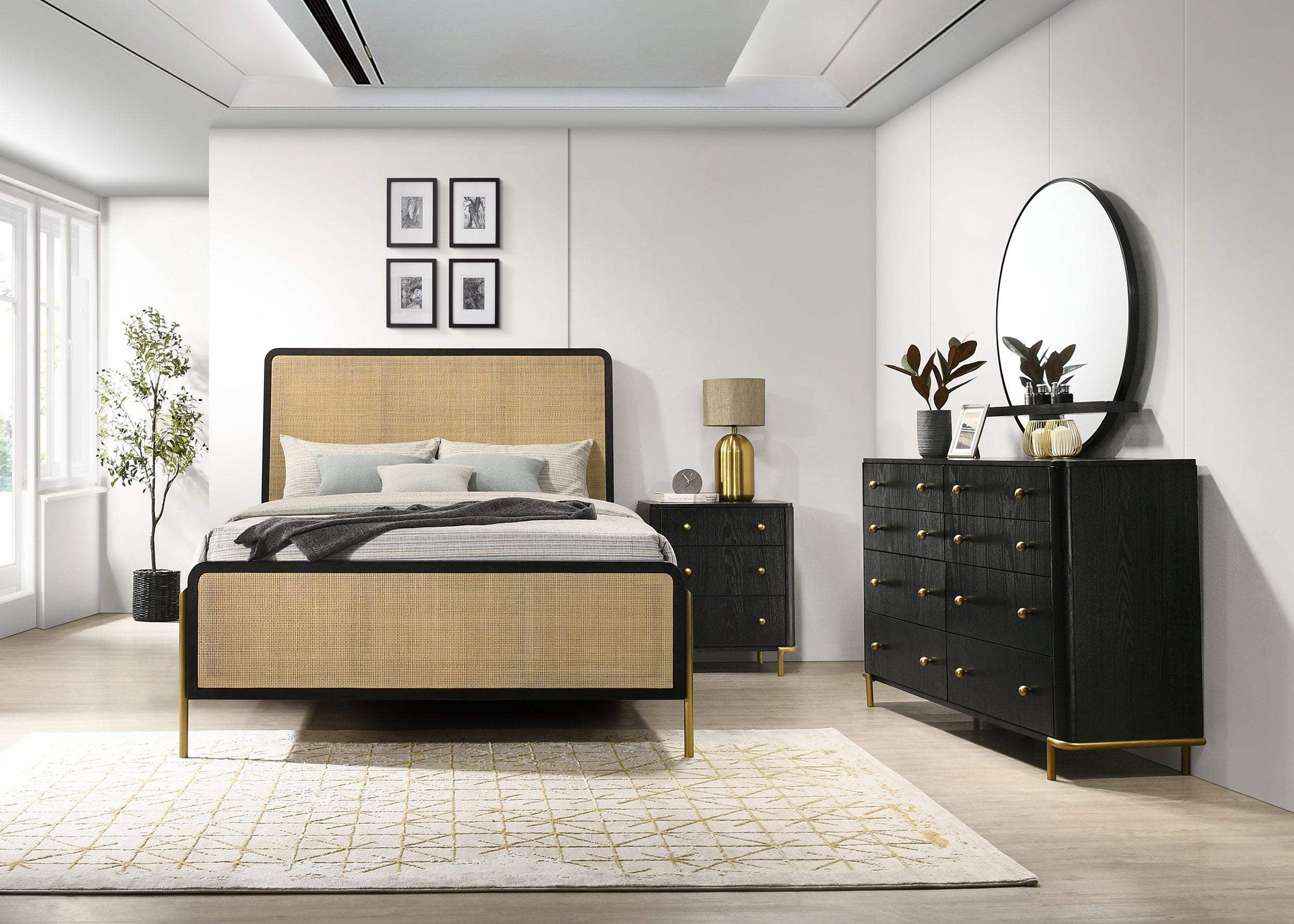 Dar Furniture - Coaster - Arini 4-piece Queen Bedroom Set Black and Natural - 224330Q-S4