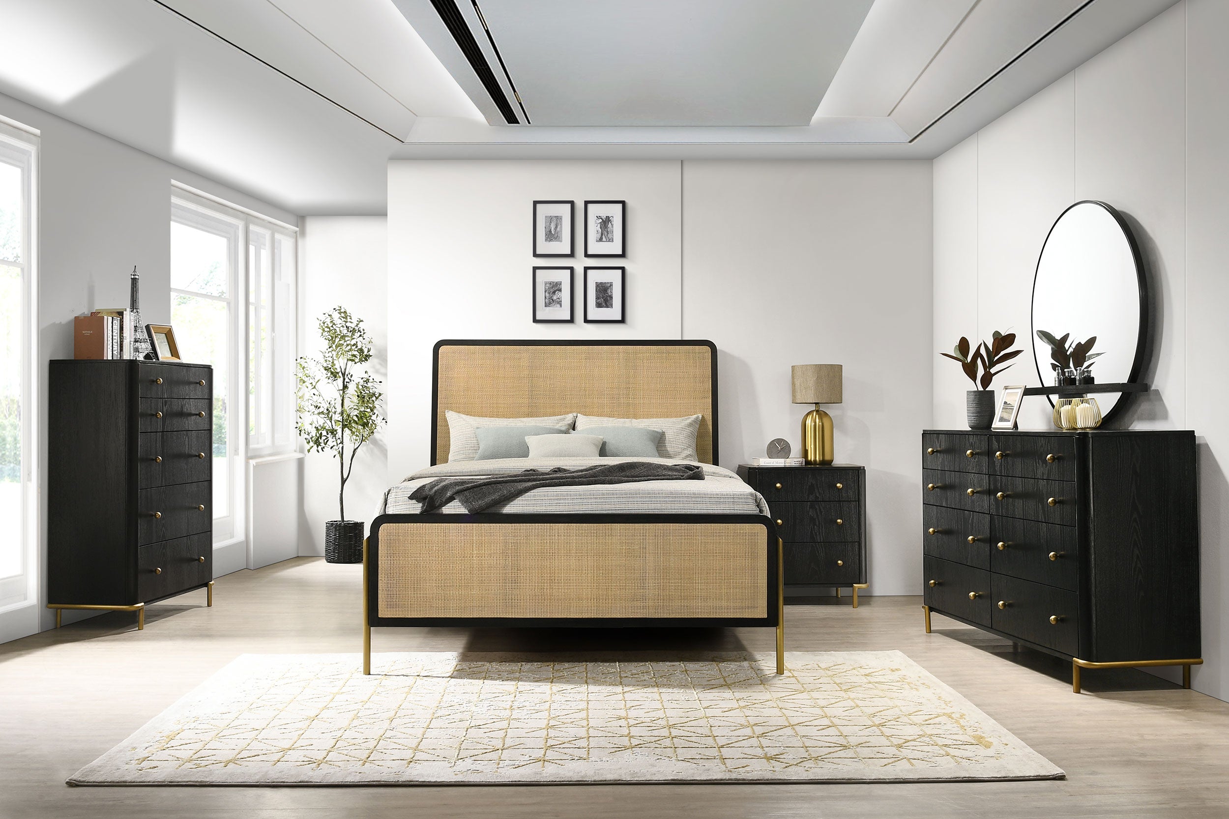 Dar Furniture - Coaster - Arini 5-piece Queen Bedroom Set Black and Natural - 224330Q-S5