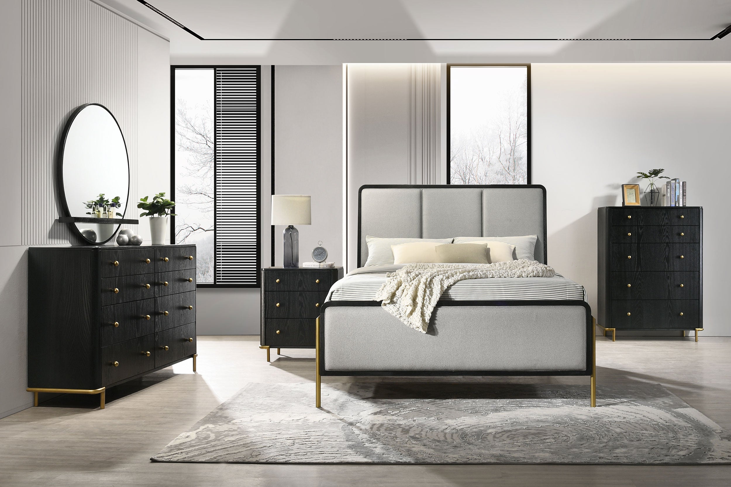 Dar Furniture - Coaster - Arini 5-piece Eastern King Bedroom Set Black and Grey - 224331KE-S5