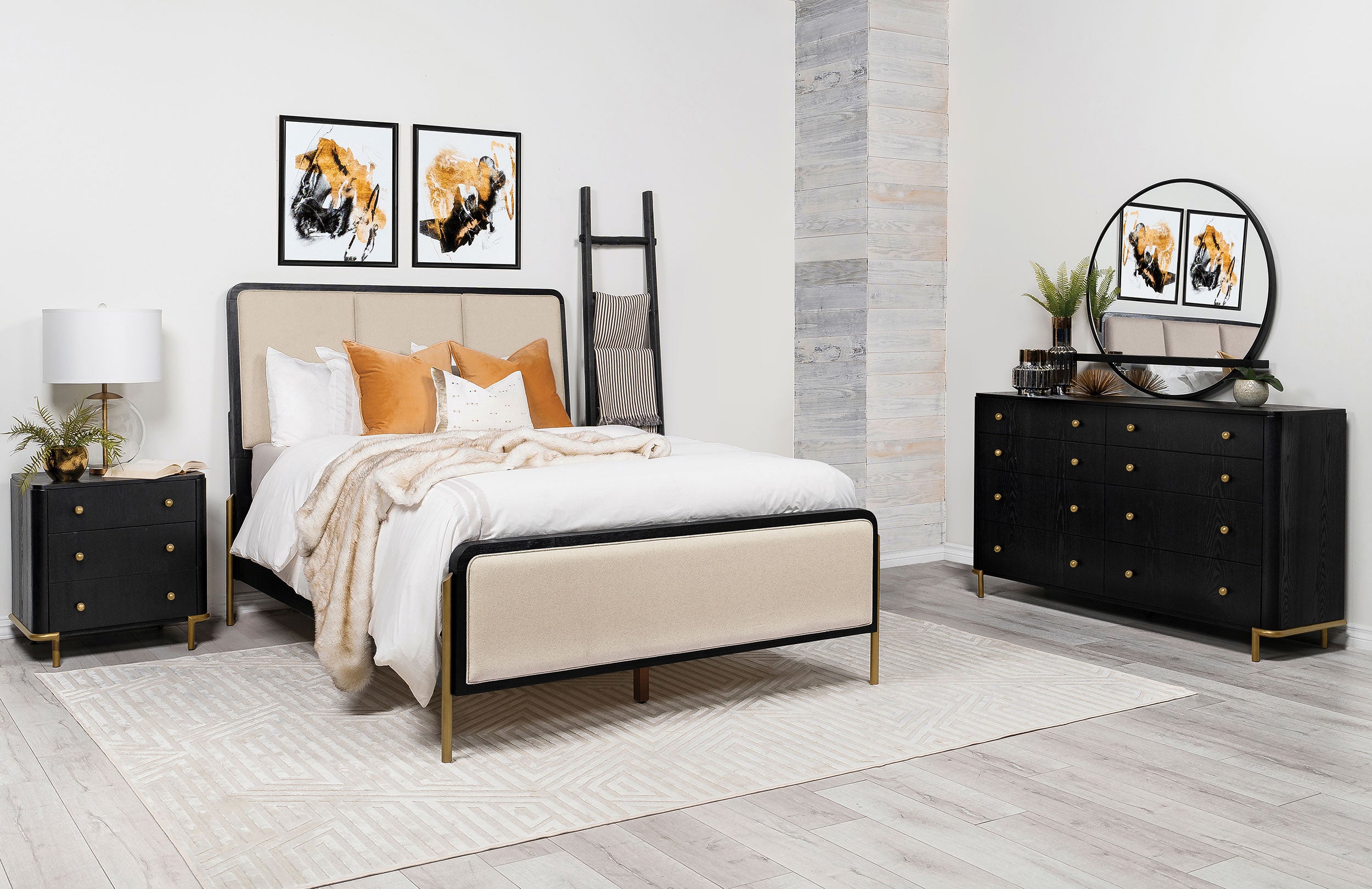 Dar Furniture - Coaster - Arini 4-piece California King Bedroom Set Cream and Black - 224331KWCRM-S4