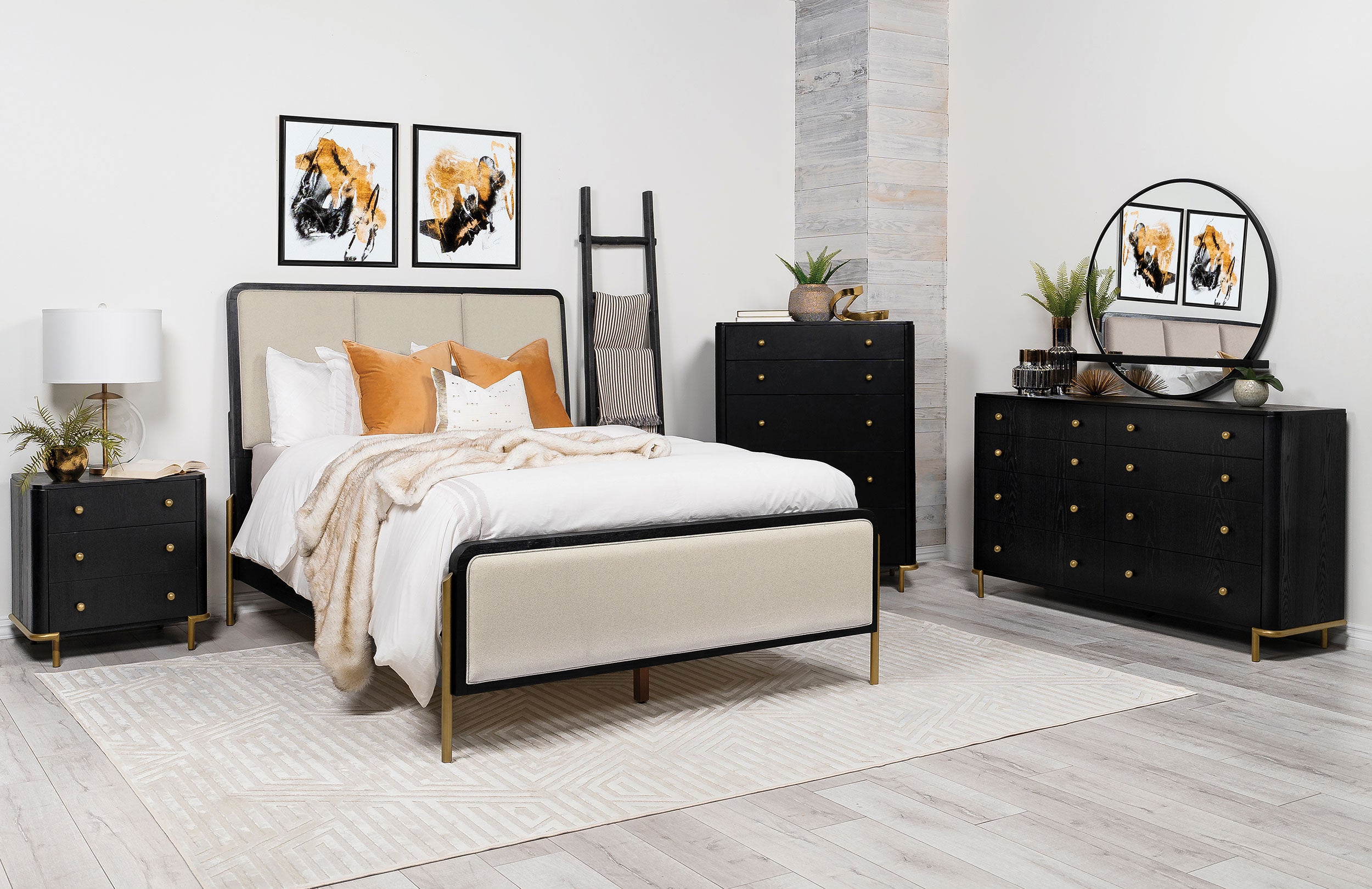 Dar Furniture - Coaster - Arini 5-piece California King Bedroom Set Cream and Black - 224331KWCRM-S5