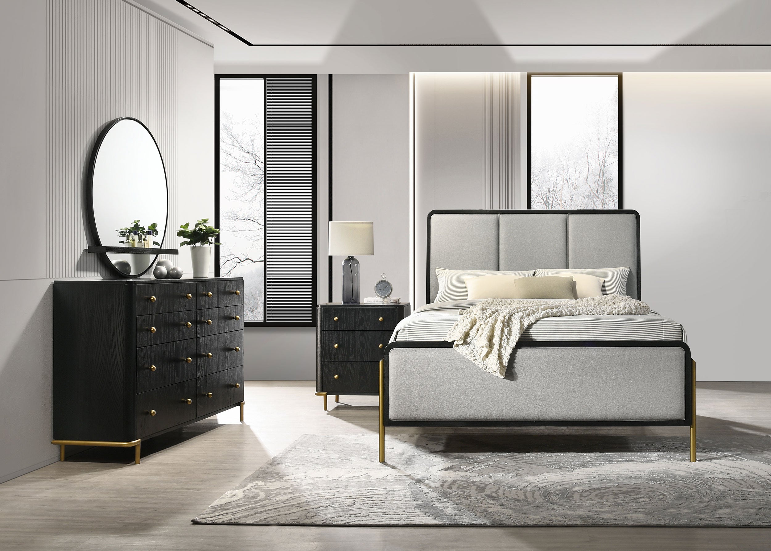 Dar Furniture - Coaster - Arini 4-piece Queen Bedroom Set Black and Grey - 224331Q-S4
