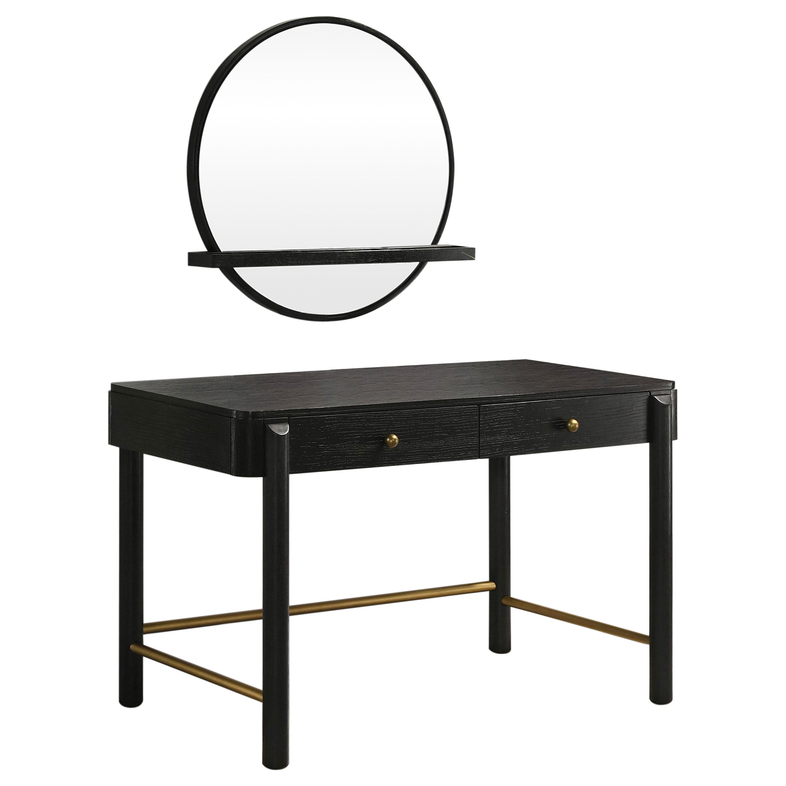 Dar Furniture - Coaster - Arini 2-piece Makeup Vanity Table and Mirror Set Black - 224337-SET