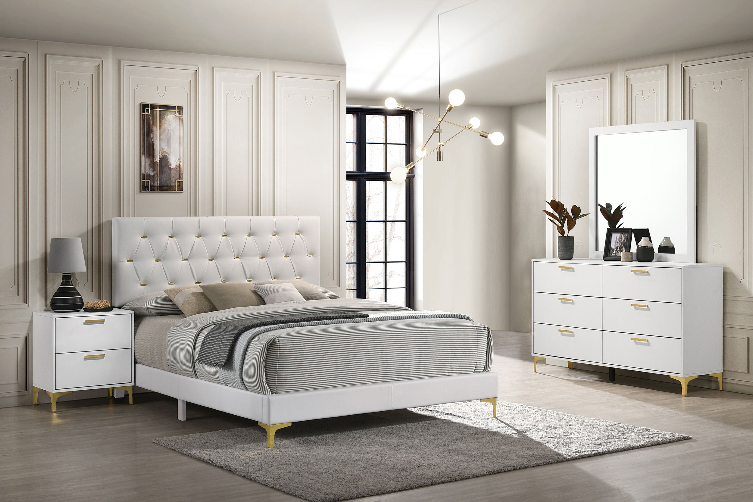Dar Furniture - Coaster - Kendall 4-piece Eastern King Bedroom Set White - 224401KE-S4