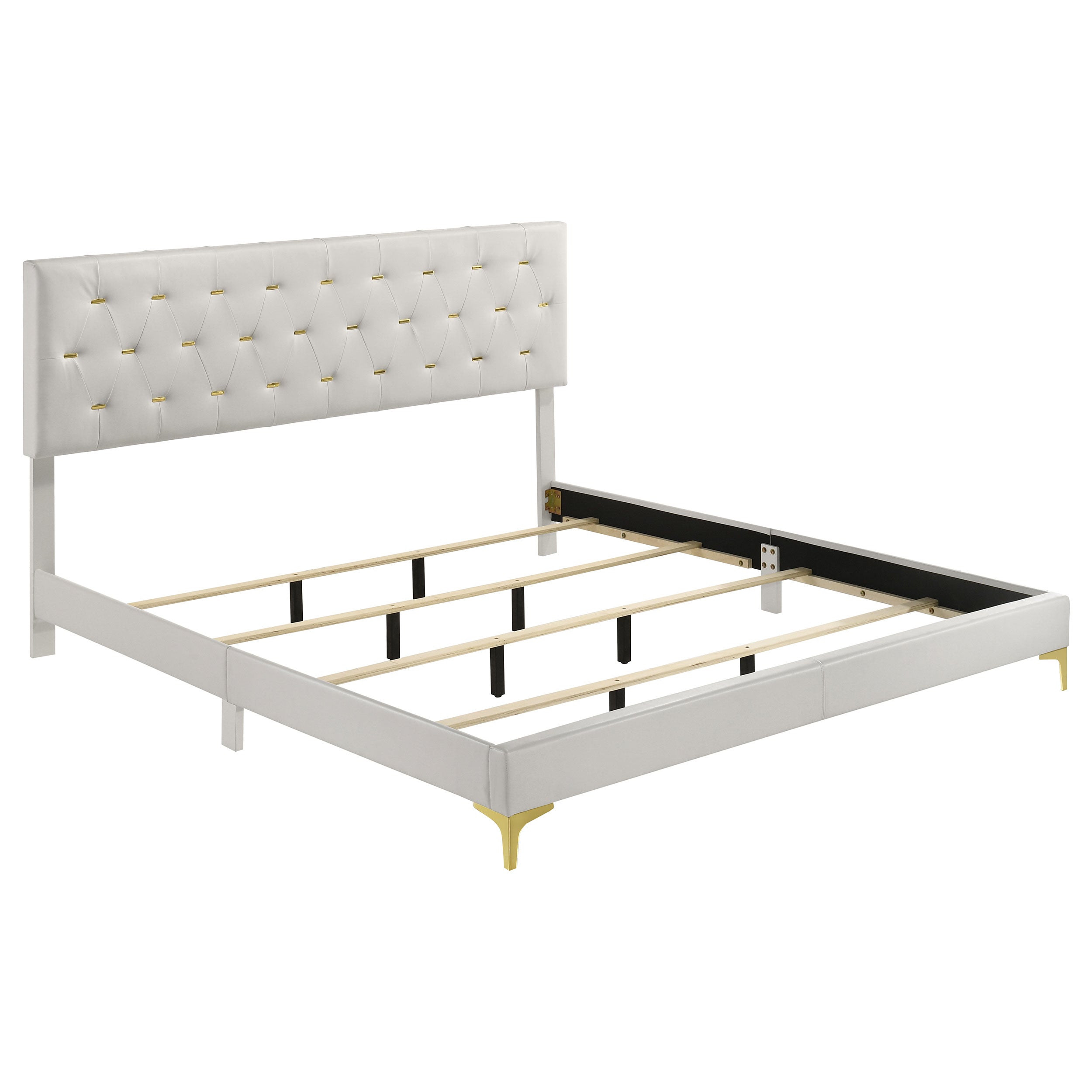 Dar Furniture - Coaster - Kendall Upholstered Eastern King Panel Bed White - 224401KE