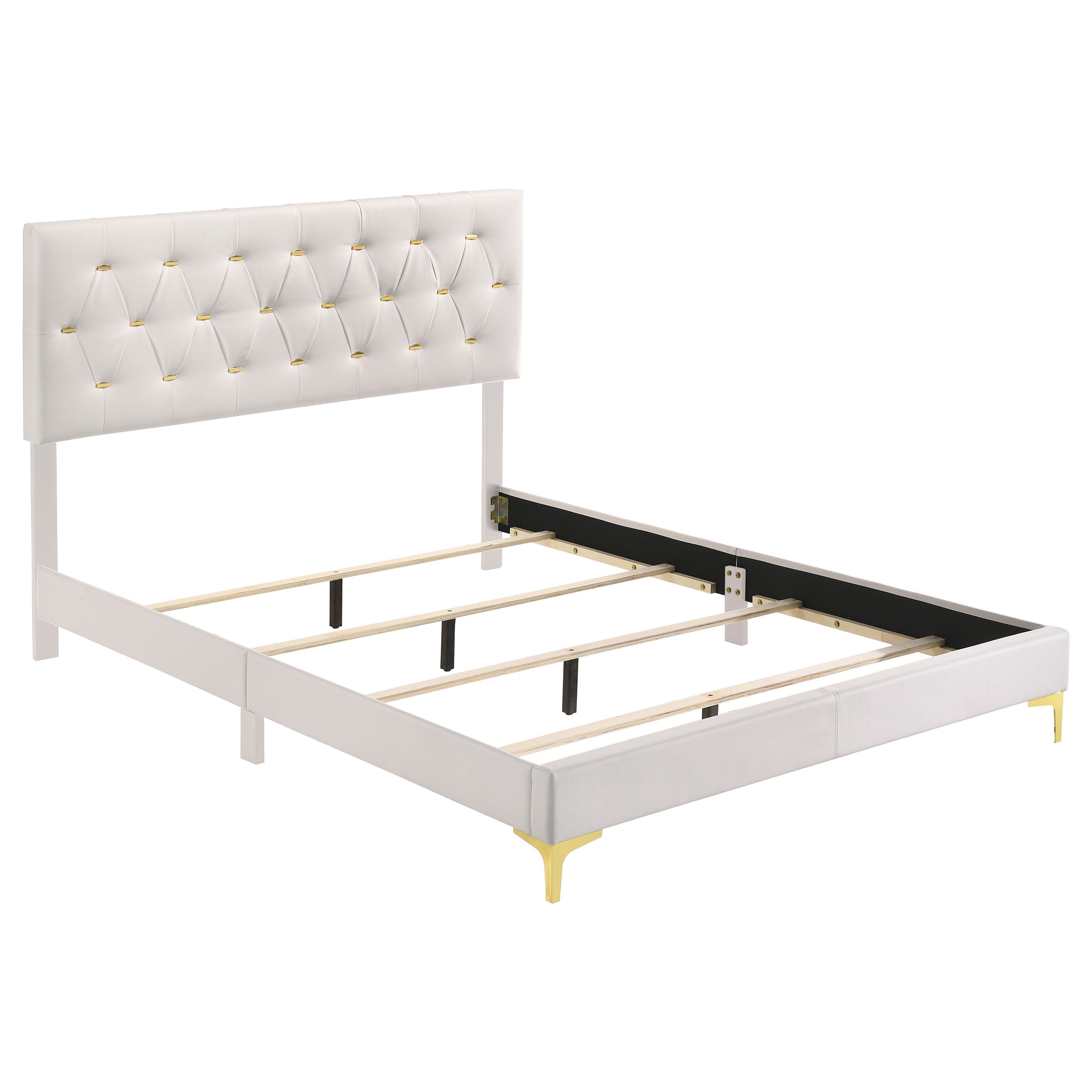 Dar Furniture - Coaster - Kendall Upholstered California King Panel Bed White - 224401KW