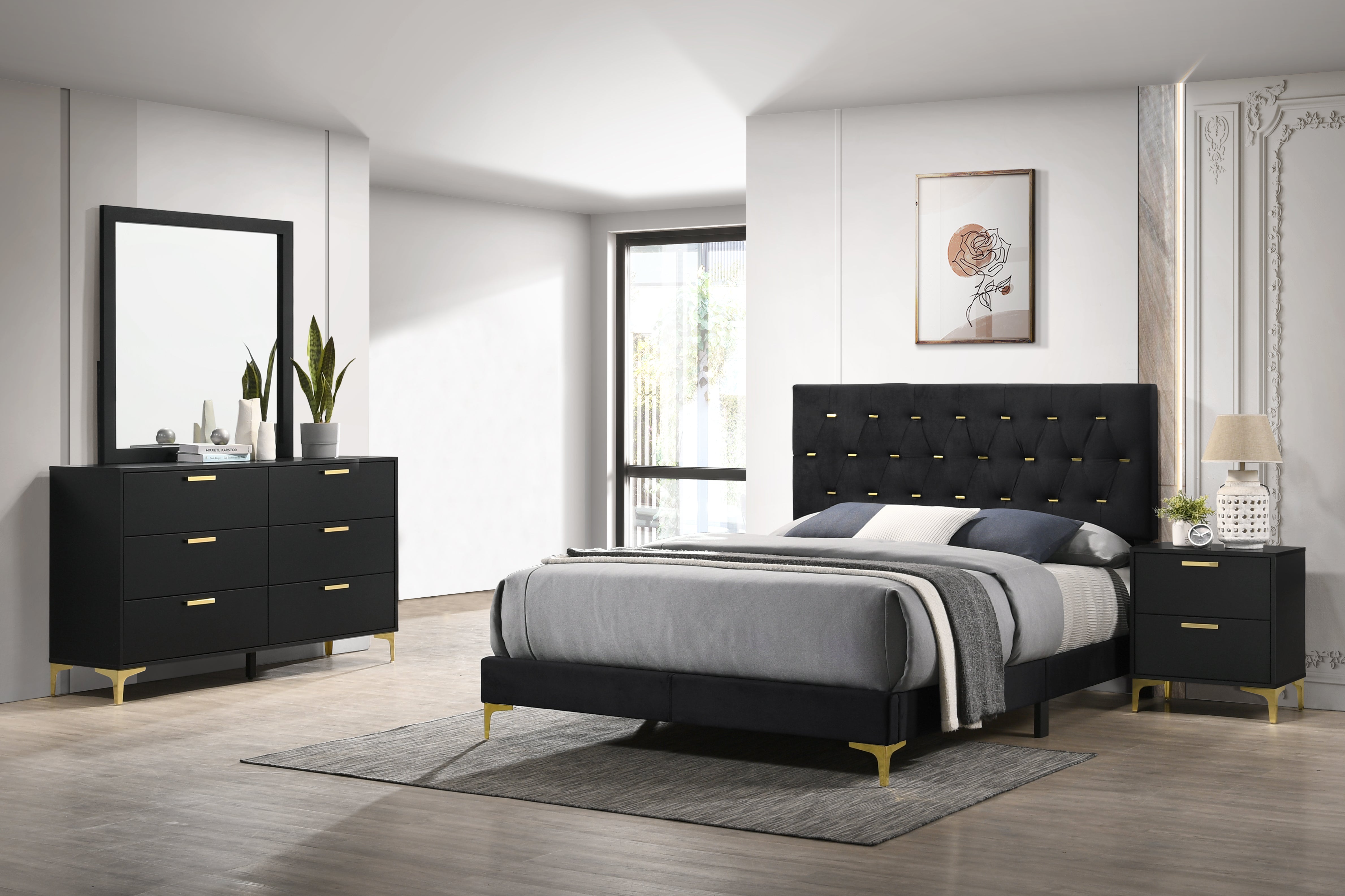 Dar Furniture - Coaster - Kendall 4-piece California King Bedroom Set Black - 224451KW-S4